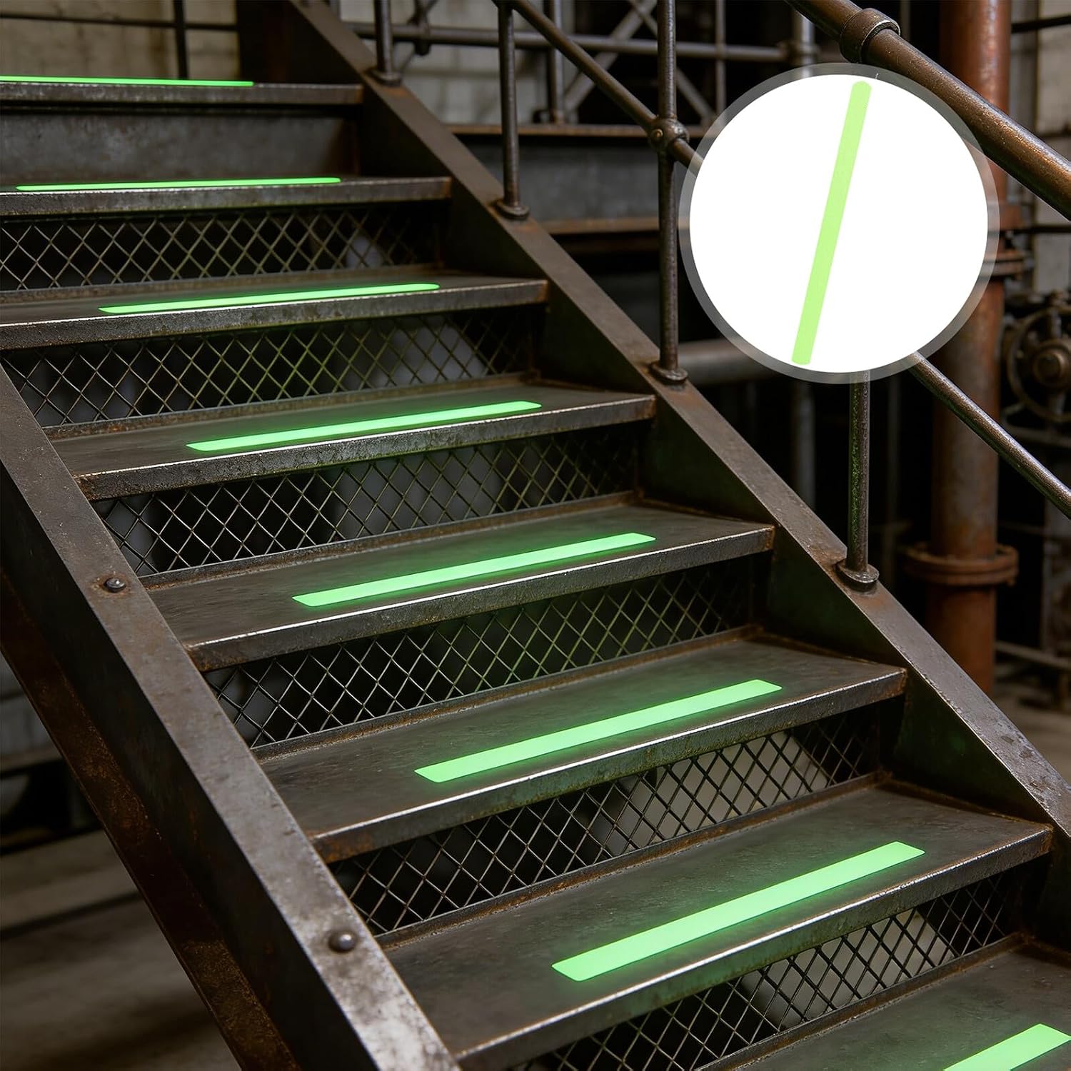 24pcs Luminous Peva Anti-skid Safety Tape Strips, Adhesive Warning Grip for Stairs and Floors, Fluorescent Non-slip Traction for Indoor Outdoor Use