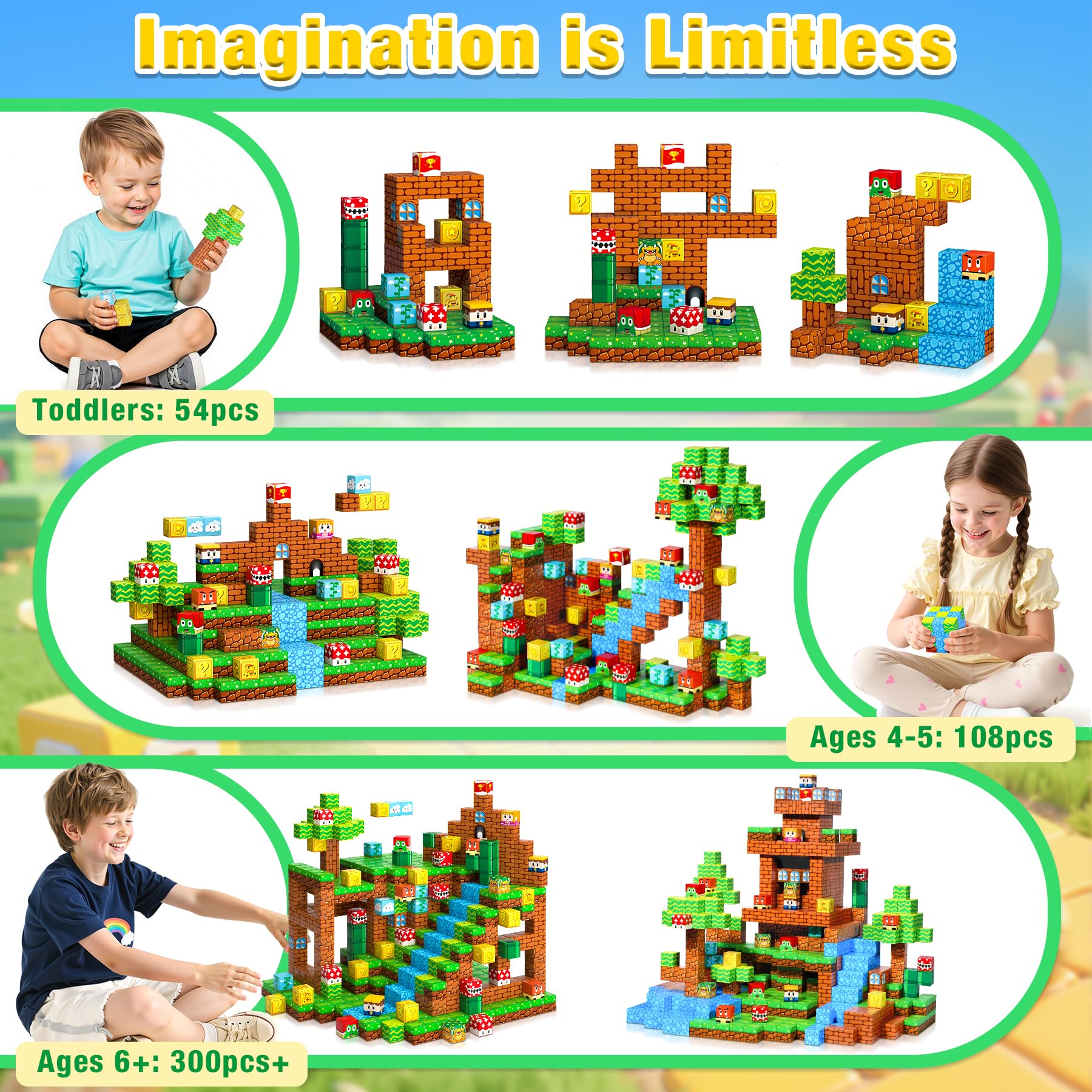 LUVTOY Costruzioni Magnetiche per Bambini - Blocchi Magnetici - Magneti Bambini - Giochi per Bambini Giochi Montessori 3 4 5 6 7 8 Anni - Halloween Regalo di Pasqua e Compleanno per Ragazzi e Ragazze