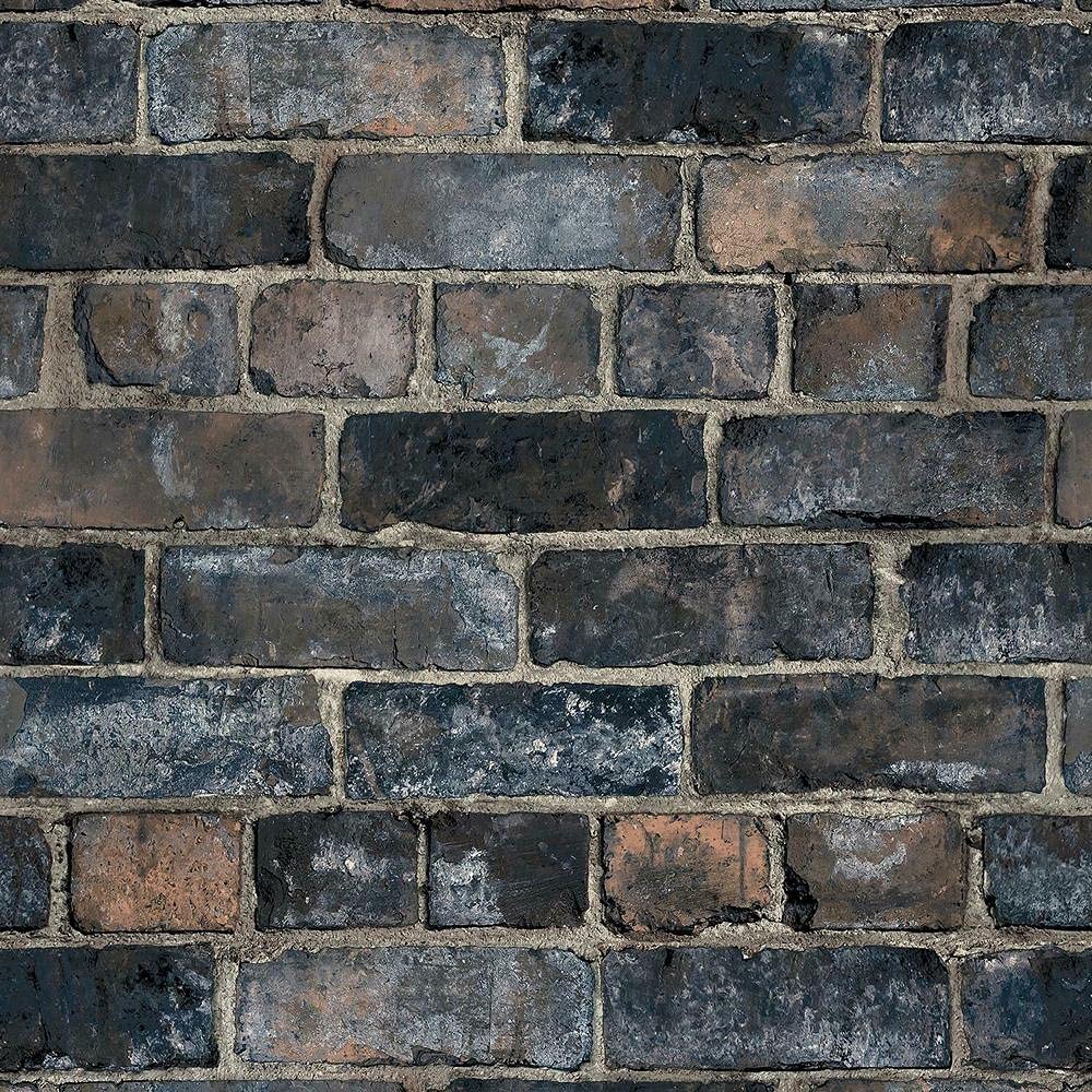 Buy Grandeco Life Durham Brick Blue Wallpaper A52402 Feature