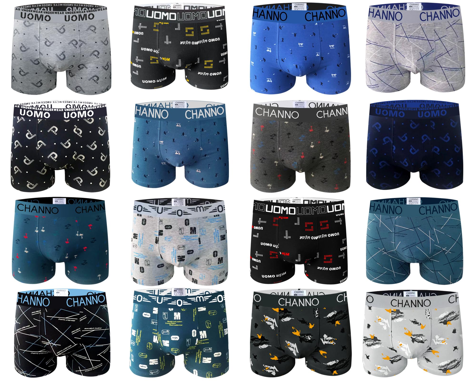 Channo Boxer Aderenti Classici in Cotone, Colori Solidi, Comodi e Morbidi. Collezione Uomo