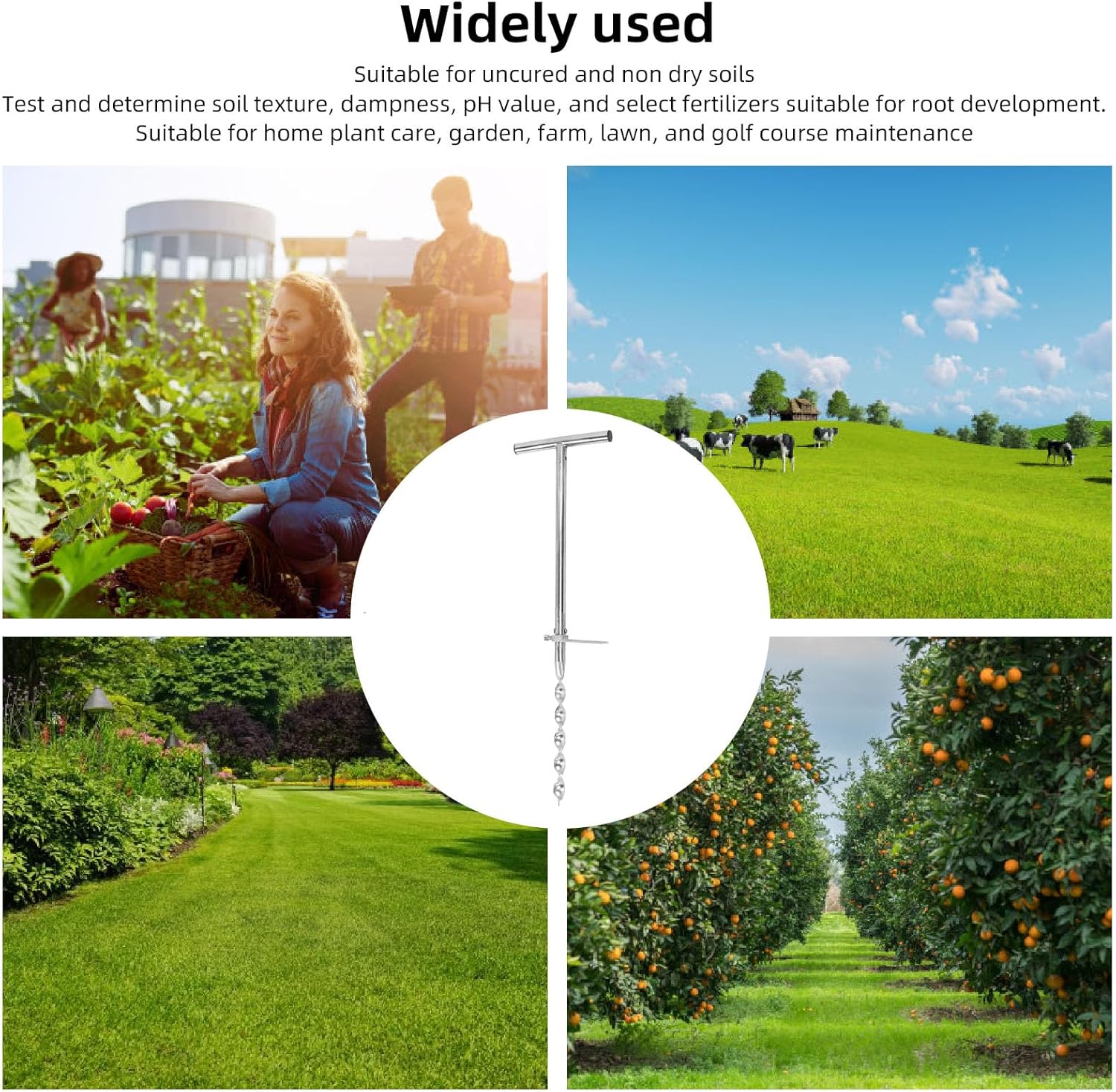 GOTOTOP Portable Soil Sampler Stainless Steel Soil Core Sampling Kit with T Handle, for Uncured and Non Dry Soils, Includes 2 Sample Bags