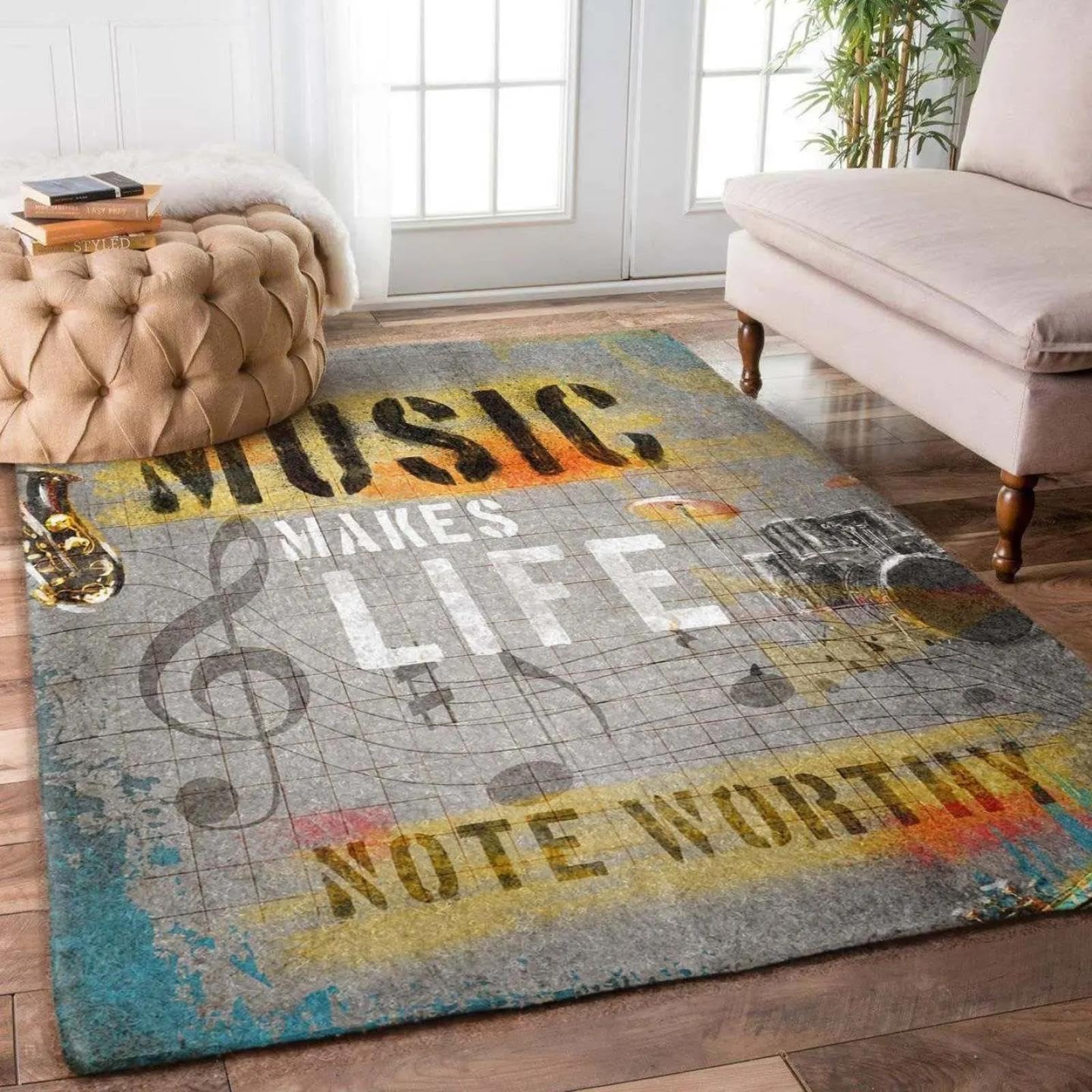 Tapis de cuisine antidérapant 3D musique moderne sans glisser