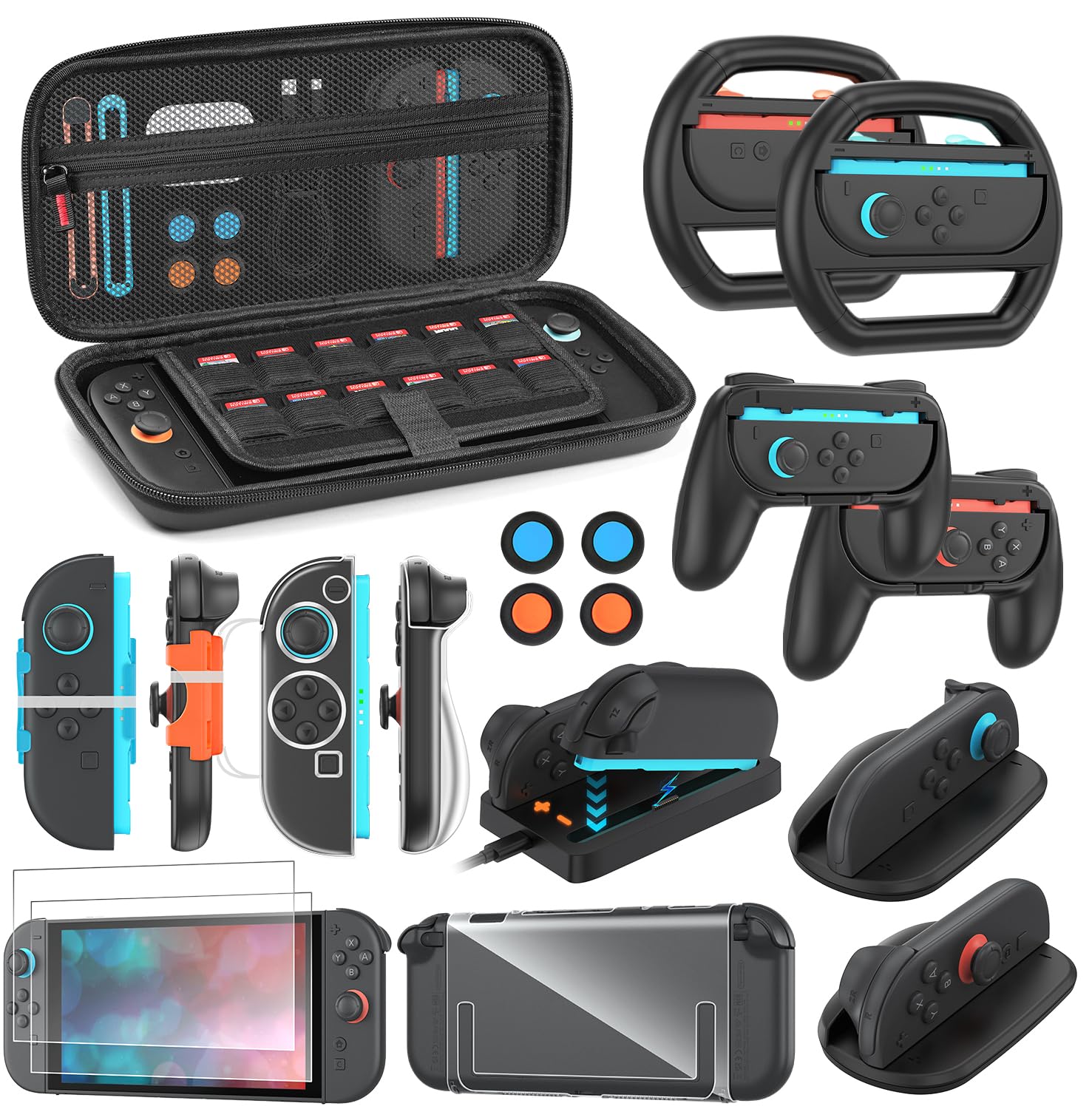 Switch 2 Accessories Bundle for Nintendo Switch 2 2025 Carrying Case Console Protective Cover TPU Grips HD Screen