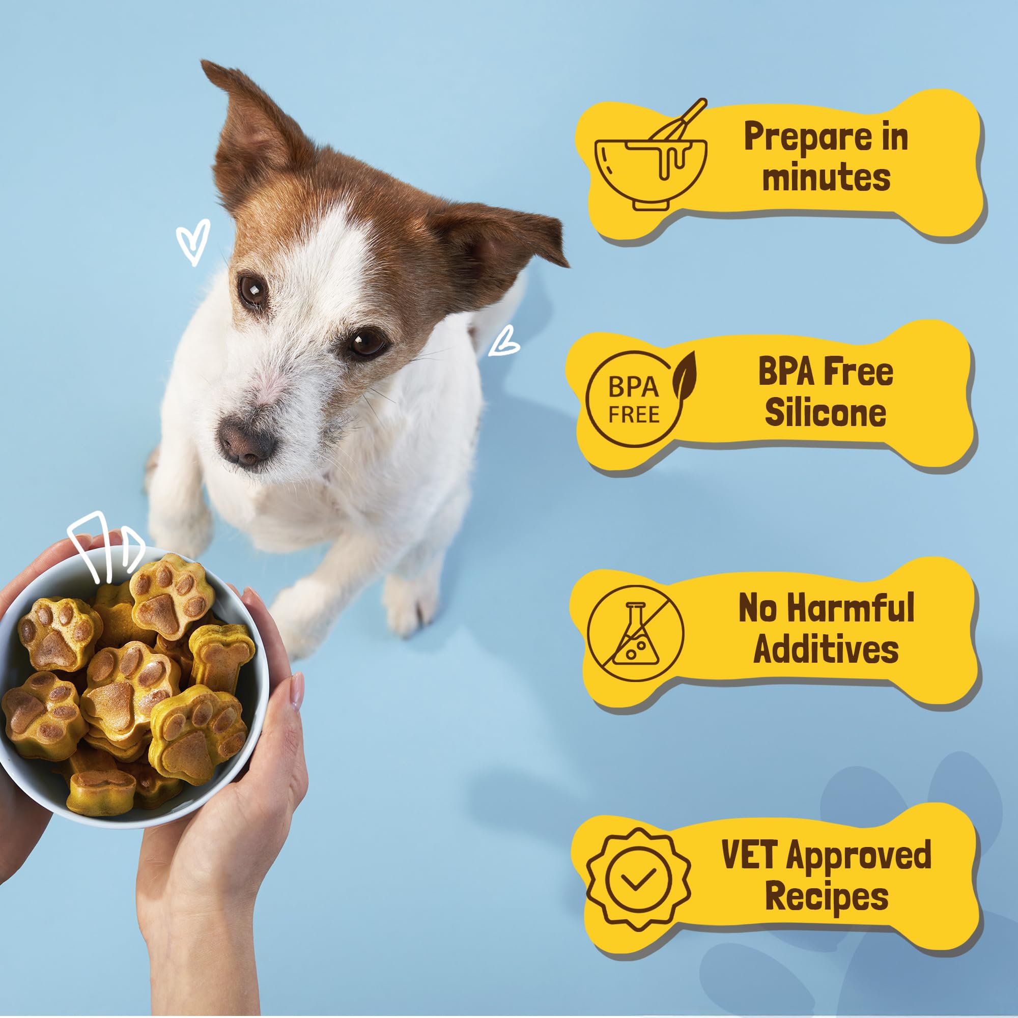 BoneItUp Kit de friandises pour chien fait maison – Kit de cuisson de friandises pour chien à faire soi-même avec moules, emporte-pièces, recettes et sacs cadeaux – Friandises de dressage biologiques