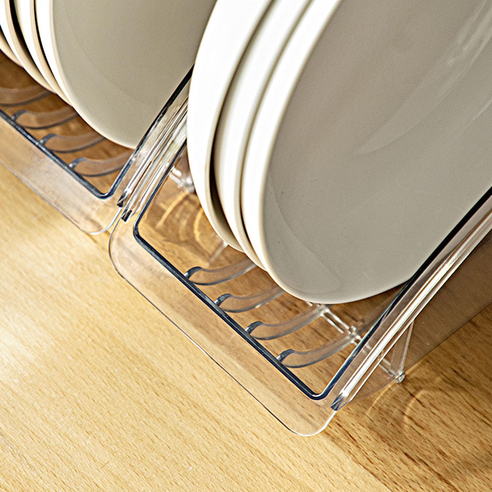 Dinner Plate Holder, Vertical Plate Holder Salad Plate Holder Plastic Plate Dispenser Dinner Plates Rack for Home Kitchen Cabinet