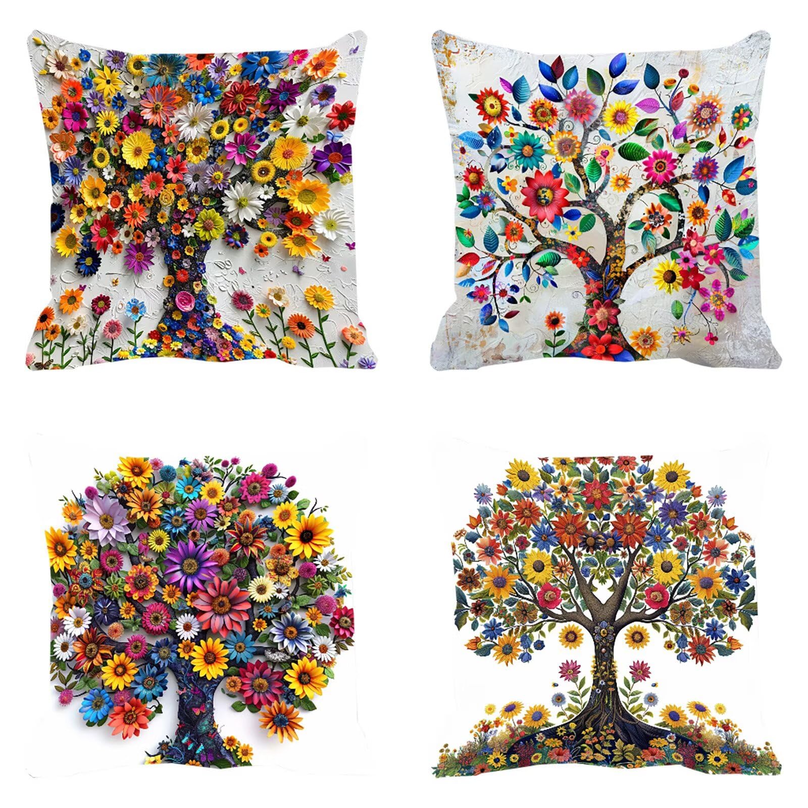Housse de coussin 50x50cm imperméable en velours à motif fleur