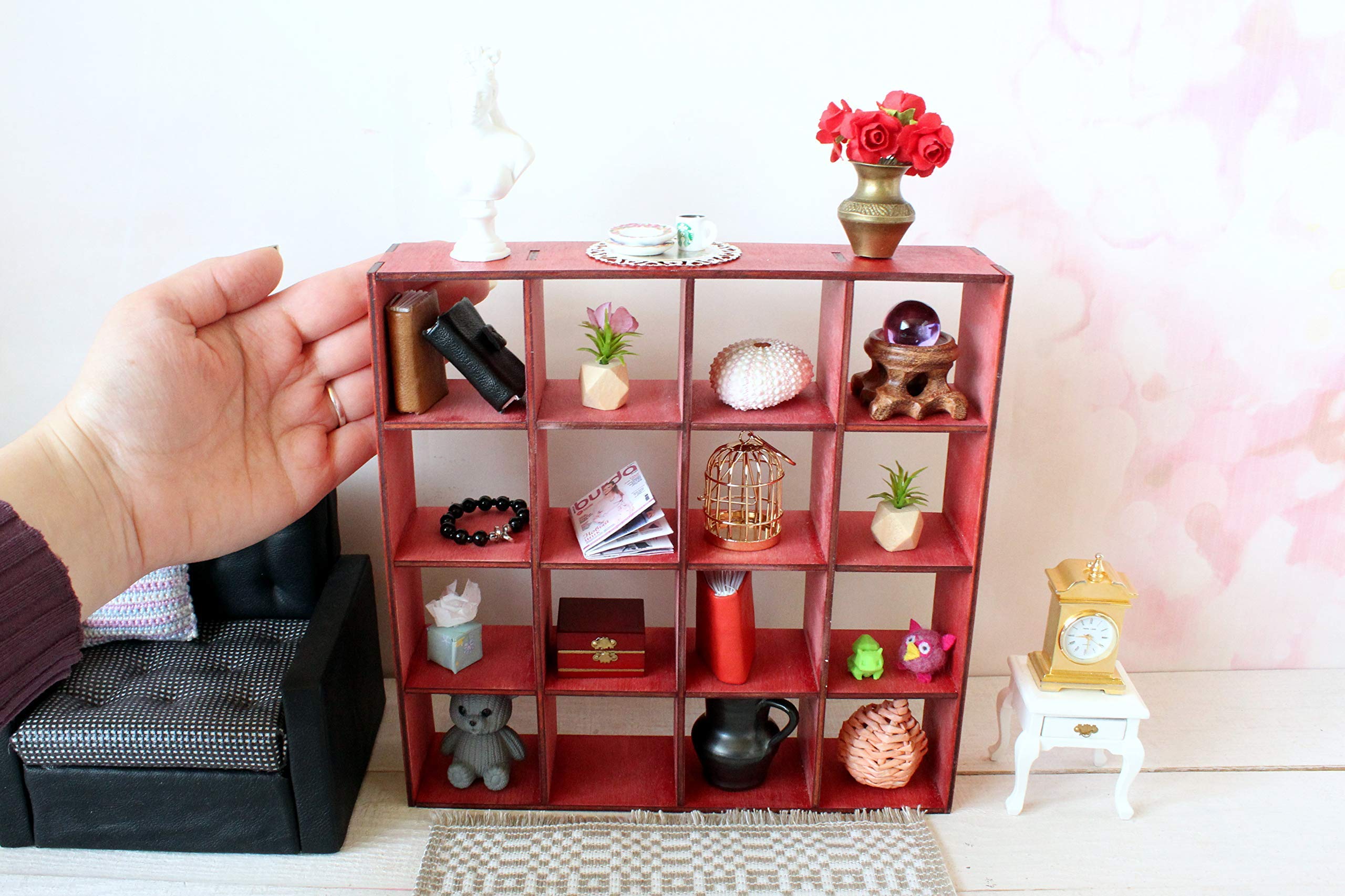 Meuble Miniature 1/6 - Bibliothèque En Bois - Maison De Poupée - Kit à Monter