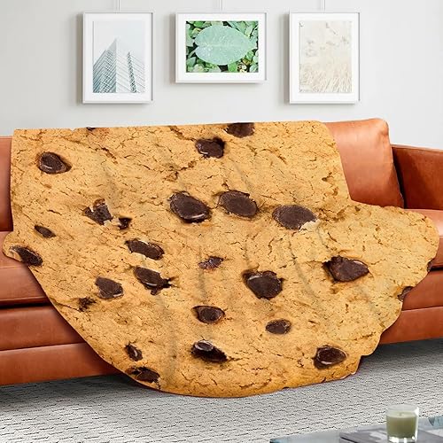 Miniatura 4 de Manta de galletas para adultos y niños, suave y cómoda manta redonda de franela novedosa para ropa de cama, manta gigante de comida para regalos