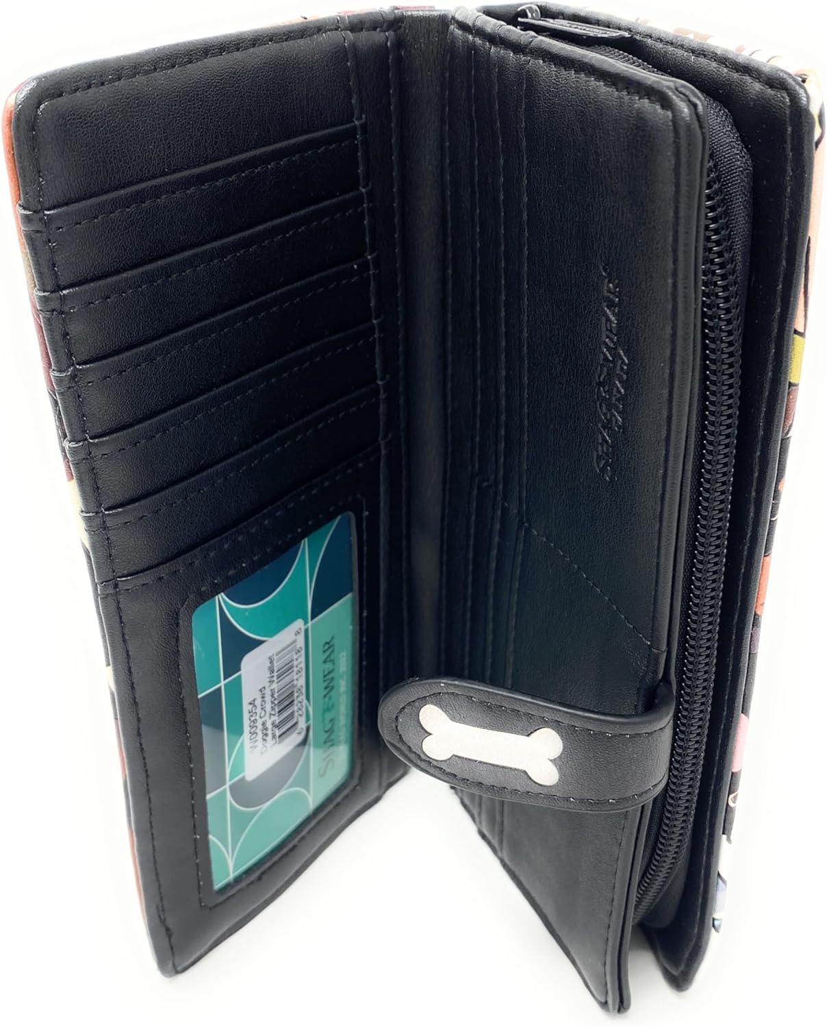 Shag Wear Doggie Crowd Large Wallet Vegan Faux Leather Dog Breed Design Clutch with Card Slots Bill Compartments ID Window Zippered Coin Pocket 7" - Image 4