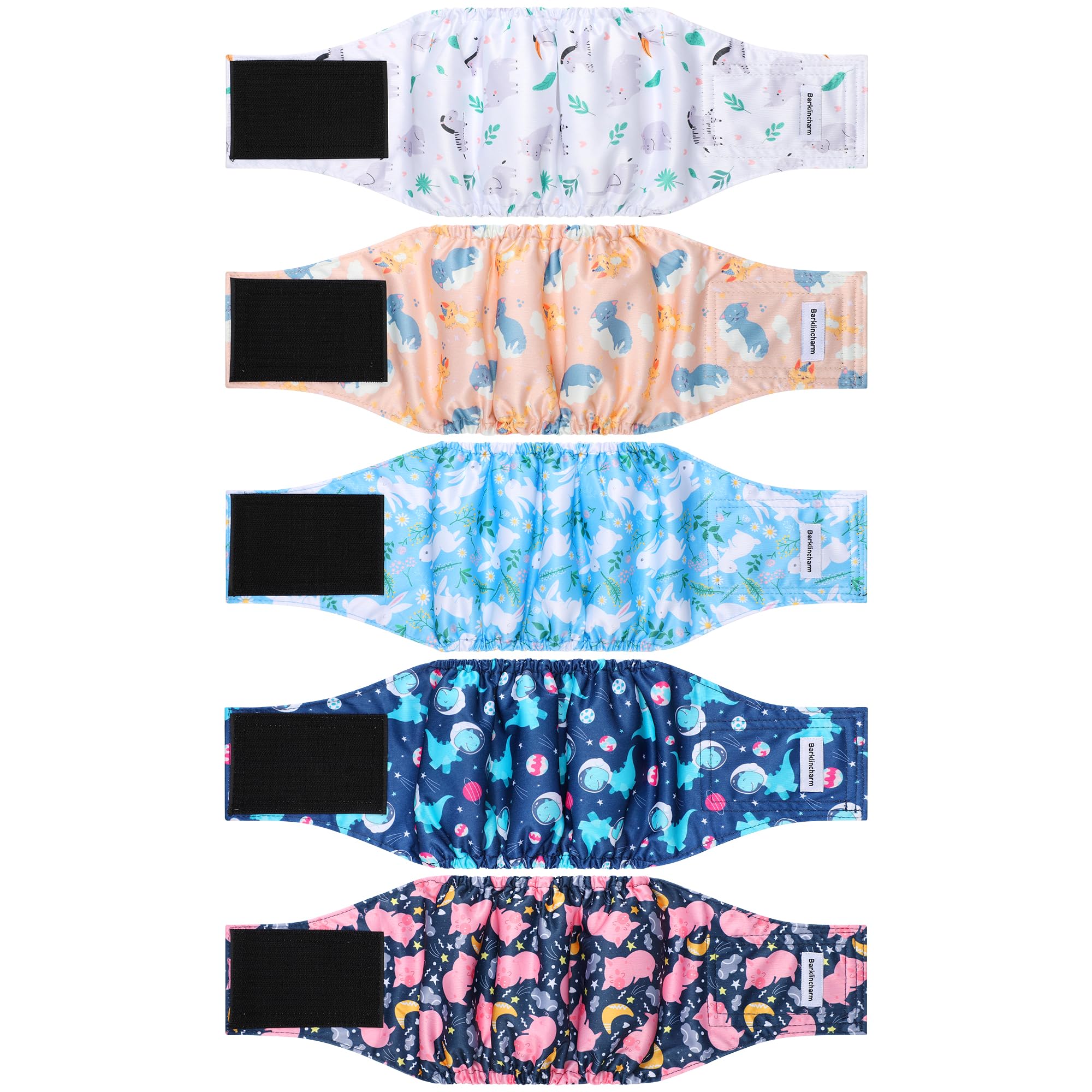 Hundewindeln für Männer, hochabsorbierende Hundewindeln, Bauchbänder für männliche Hunde mit Inkontinenz oder häufigem Wasserlassen, waschbare Hundewindeln, Tiermotiv, XS, 5 Stück