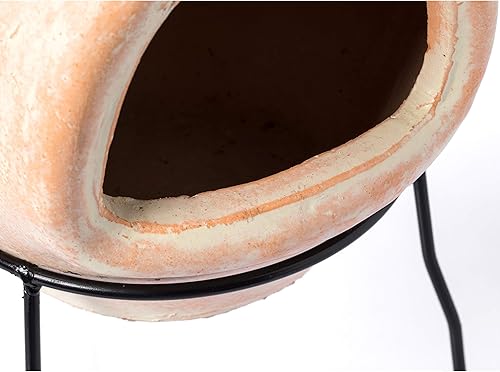 Miniatura 6 de Chiminea de arcilla para exteriores, diseño de sol, brasero de carbón con soporte de metal resistente