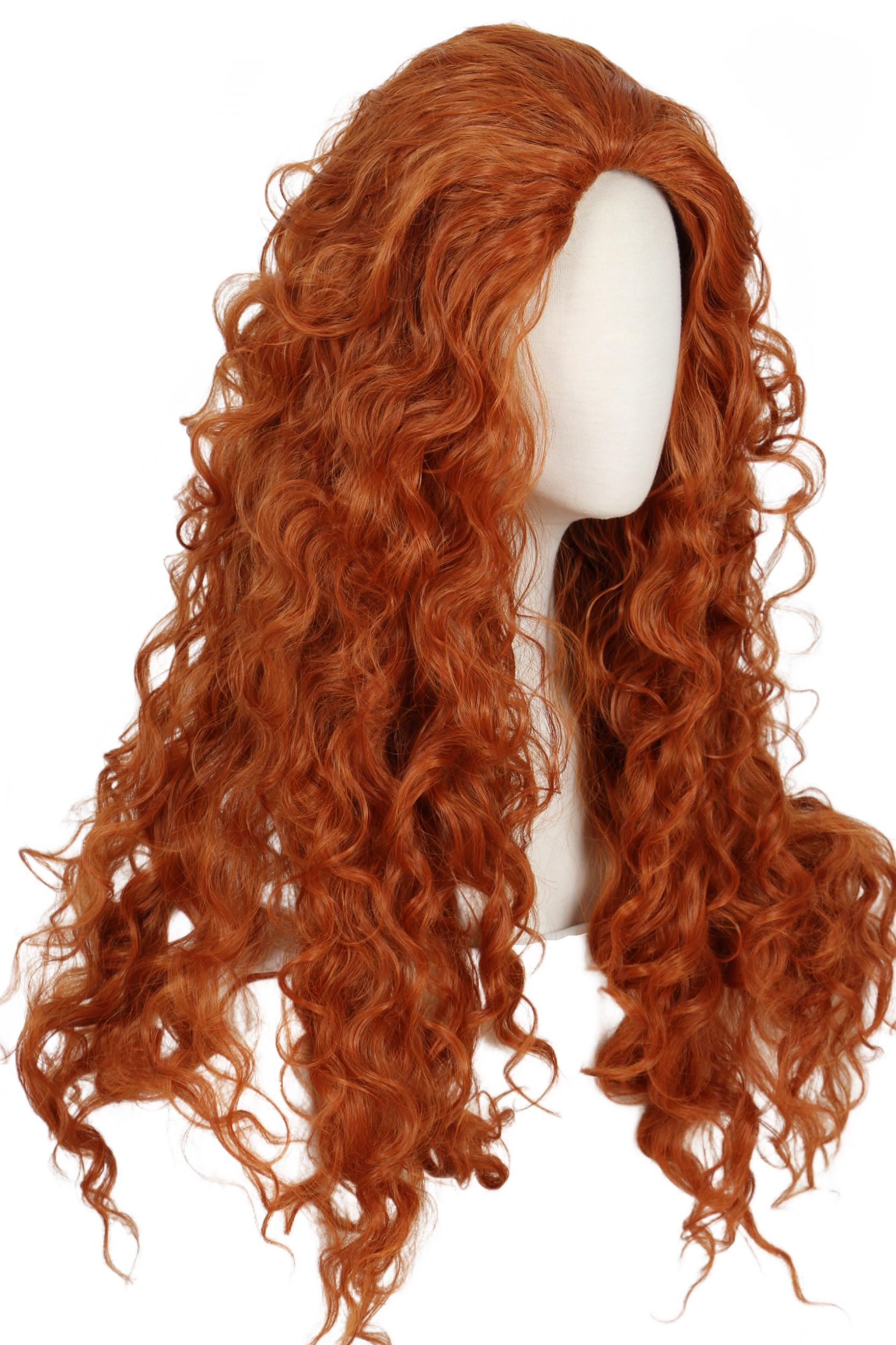 Linfairy Parrucca con capelli lunghi ricci arancioni per costume Halloween cosplay