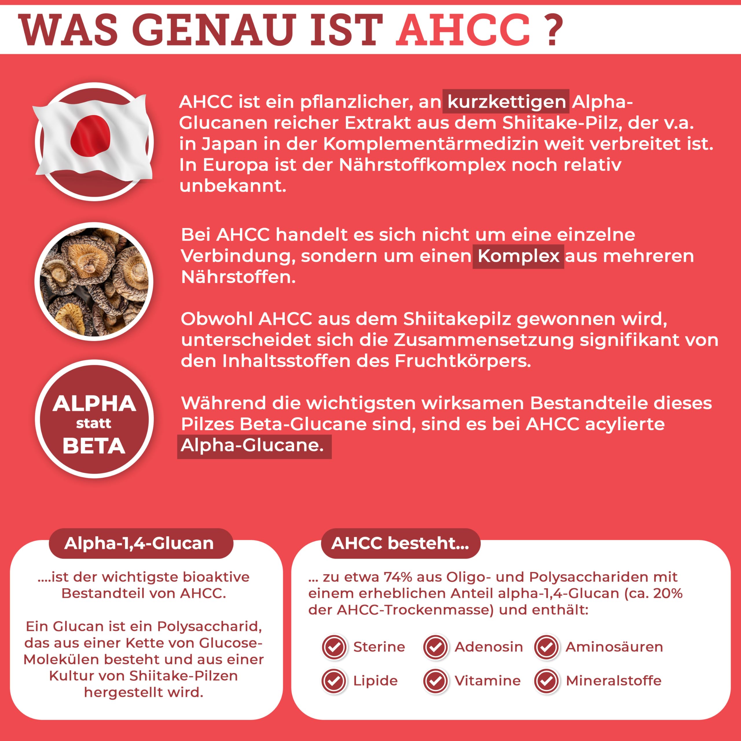 QIDOSHA® AHCC Kapseln, 90 Stk im Apothekerglas, 676 mg Shiitake-Extrakt je Tagesportion, davon 150mg Alpha-Glucane, deutsche Fertigung, jede Charge laborgeprüft