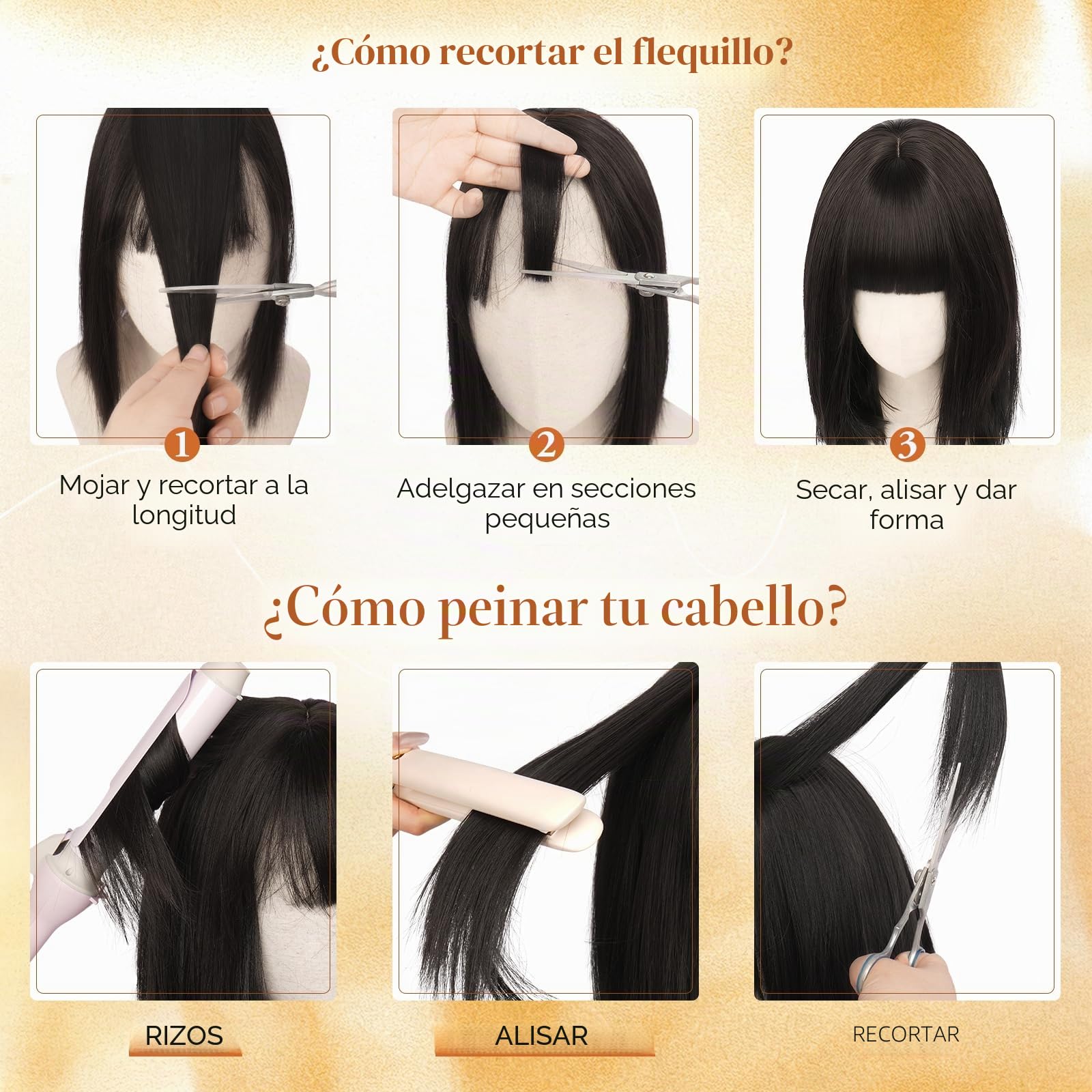 Sofeiyan Topper de Cabello para mujer,30 cm Tapa de Cabello con clip con flequillo,62 g sintéticos Toppers postizos de pelo natural Adecuados para personas calvas,Negro Natural y Castaño Oscuro