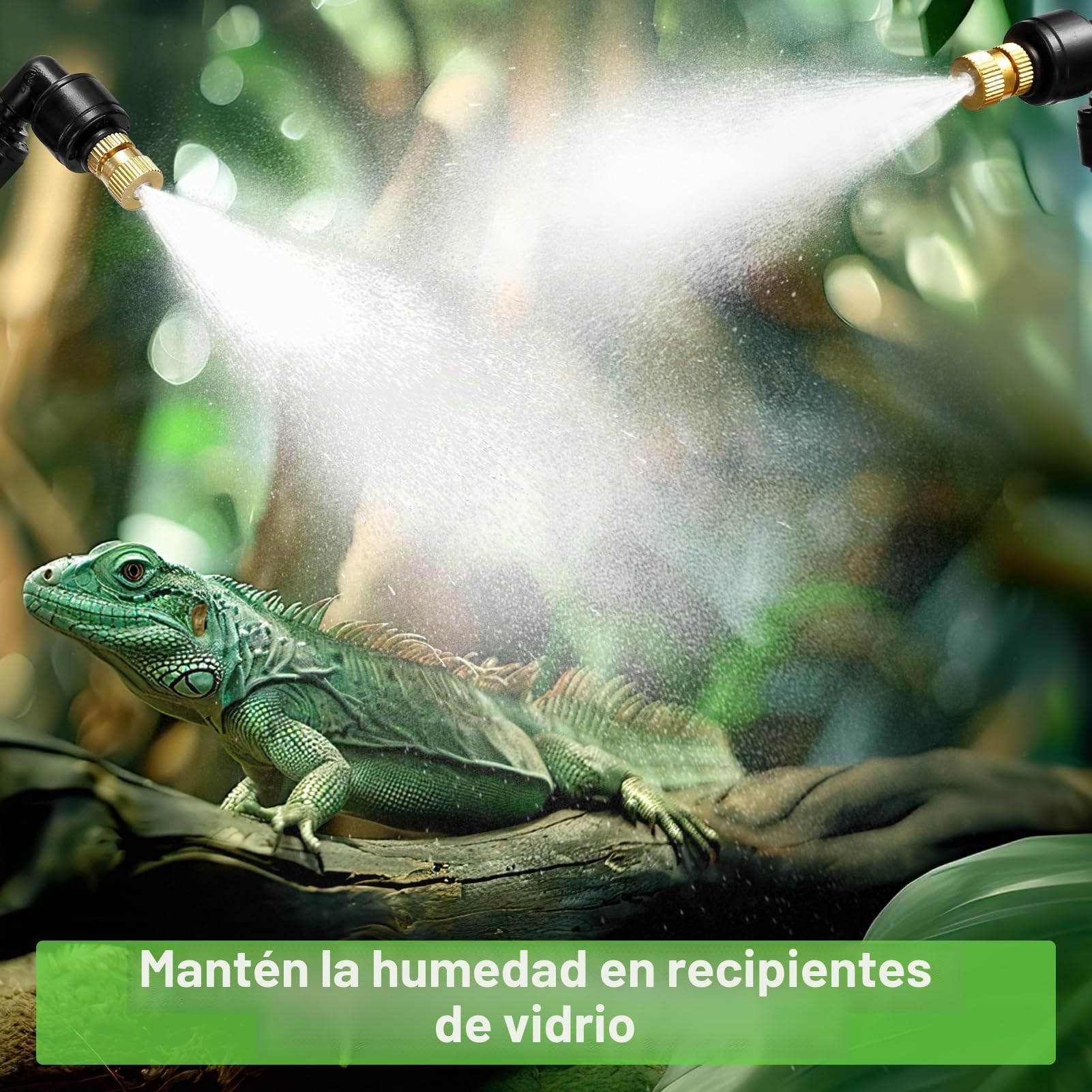 Humidificador De Reptiles, Sistema Inteligente De Nebulización De Reptiles, Sistema Inteligente De Humidificación Para Terrarios, Boquillas Pulverizadoras Ajustables En 360°, Sistema Inteligente