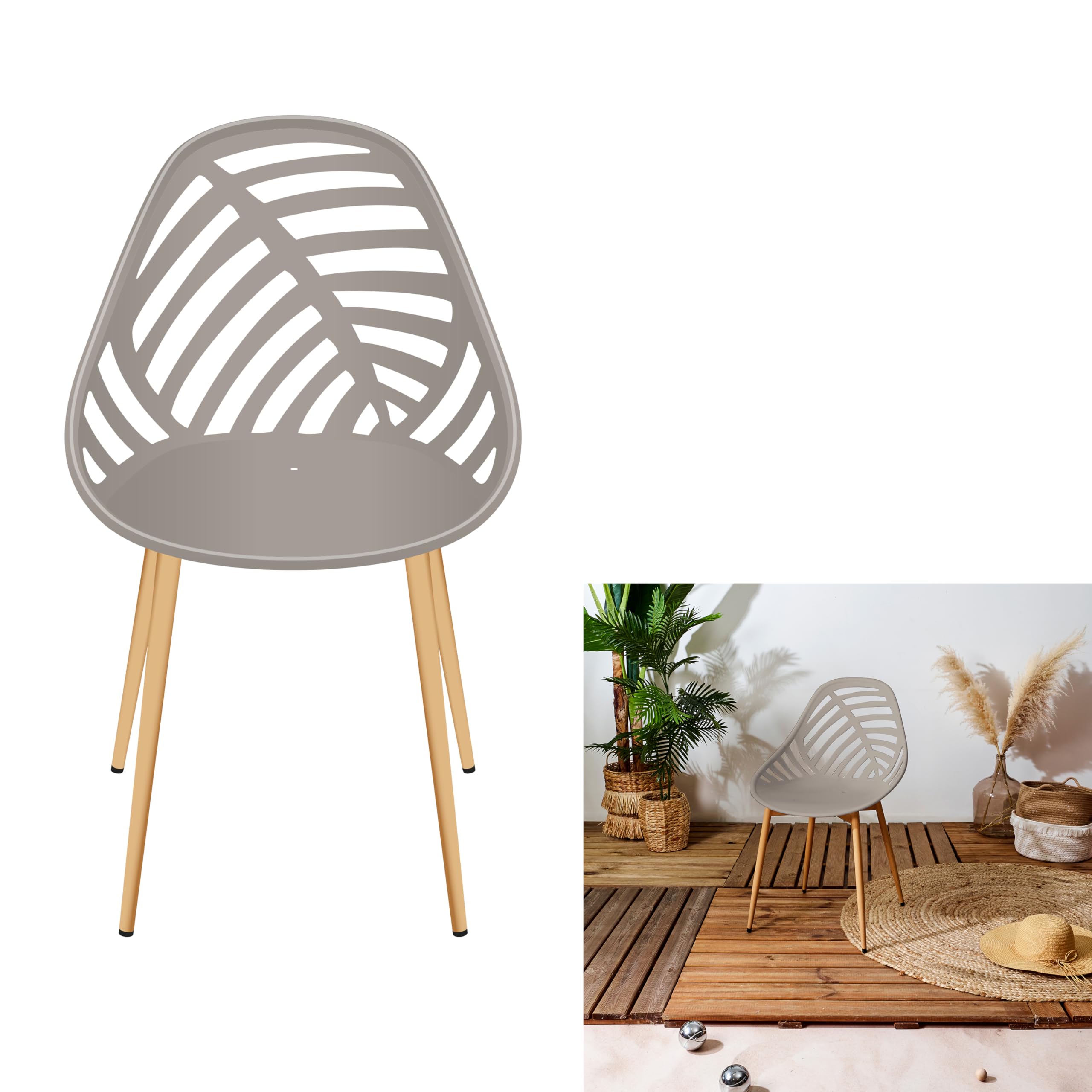 HOME DECO FACTORY Lot de 4 Chaises Alameda Mobilier d'Extérieur Taupe