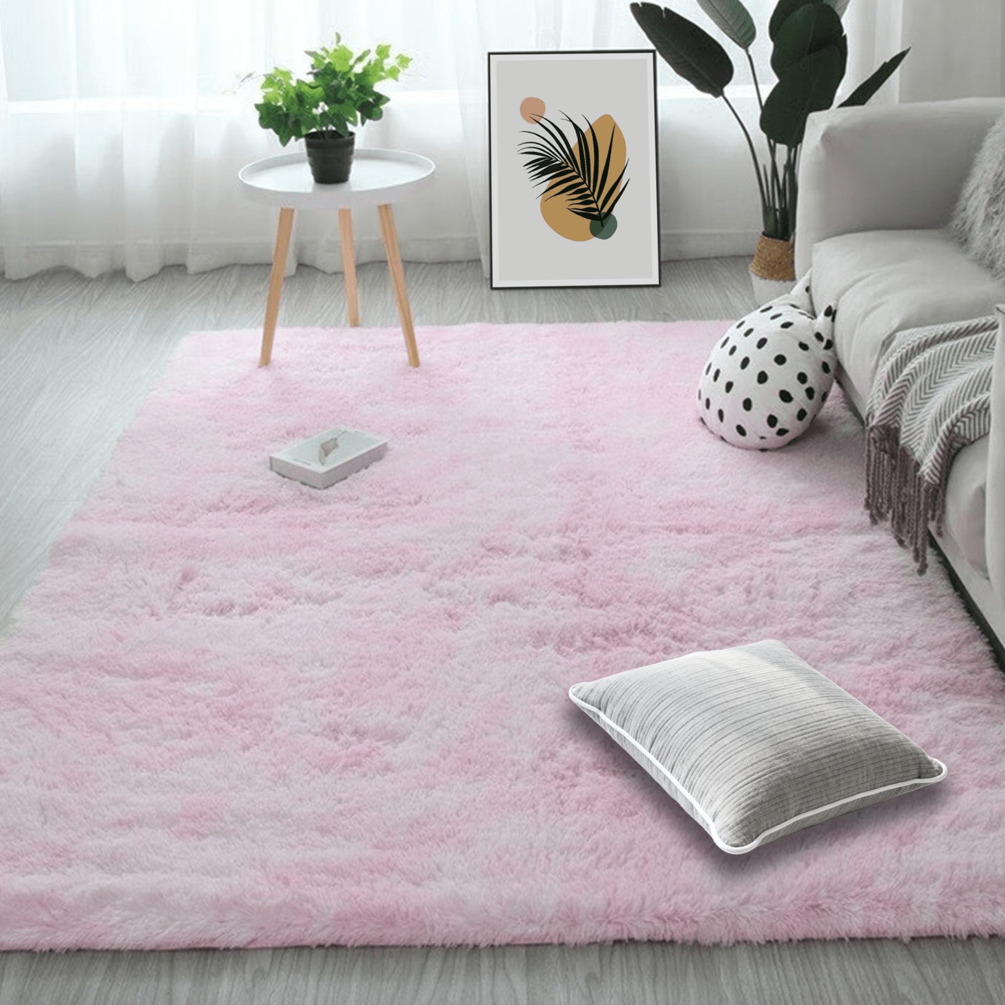 Tapis salon shaggy 140x260 cm épais et moelleux pour canapé natte
