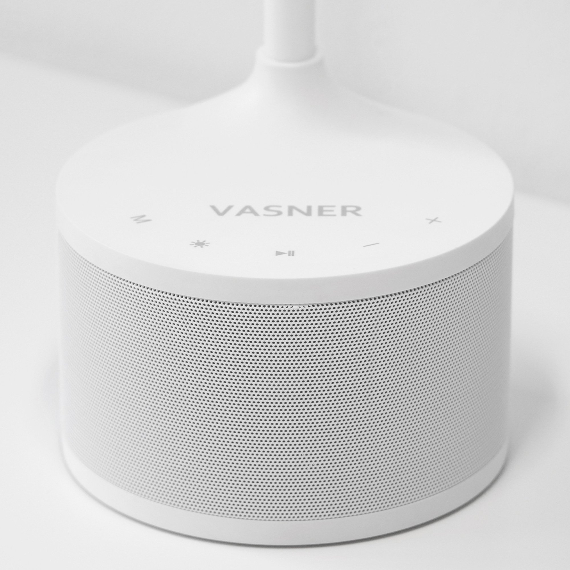 VASNER Lumbeat – Schreibtischlampe LED mit Musik Nachttischlampe dimmbar integrierter Lautsprecher USB Ladeport Bluetooth AUX 3 Lichtmodi Touch Bedienung weiß