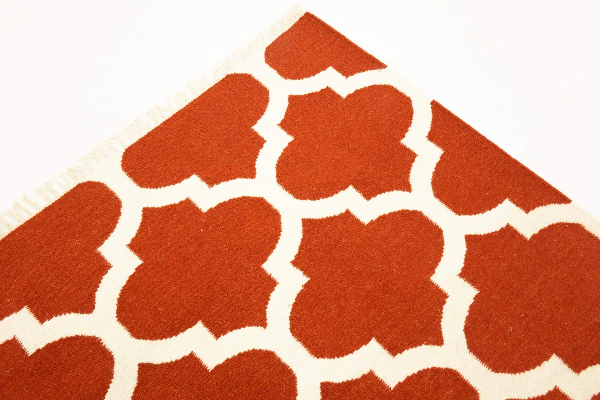 Kelim Tapis Moderne tissé à la Main Rouge Rouille 120 x 180 cm