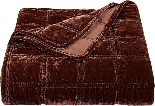 HiEnd Accents Stella - Manta de terciopelo de seda sintética color marrón cobre, 50 x 60 pulgadas, manta de felpa suave y acogedora de doble