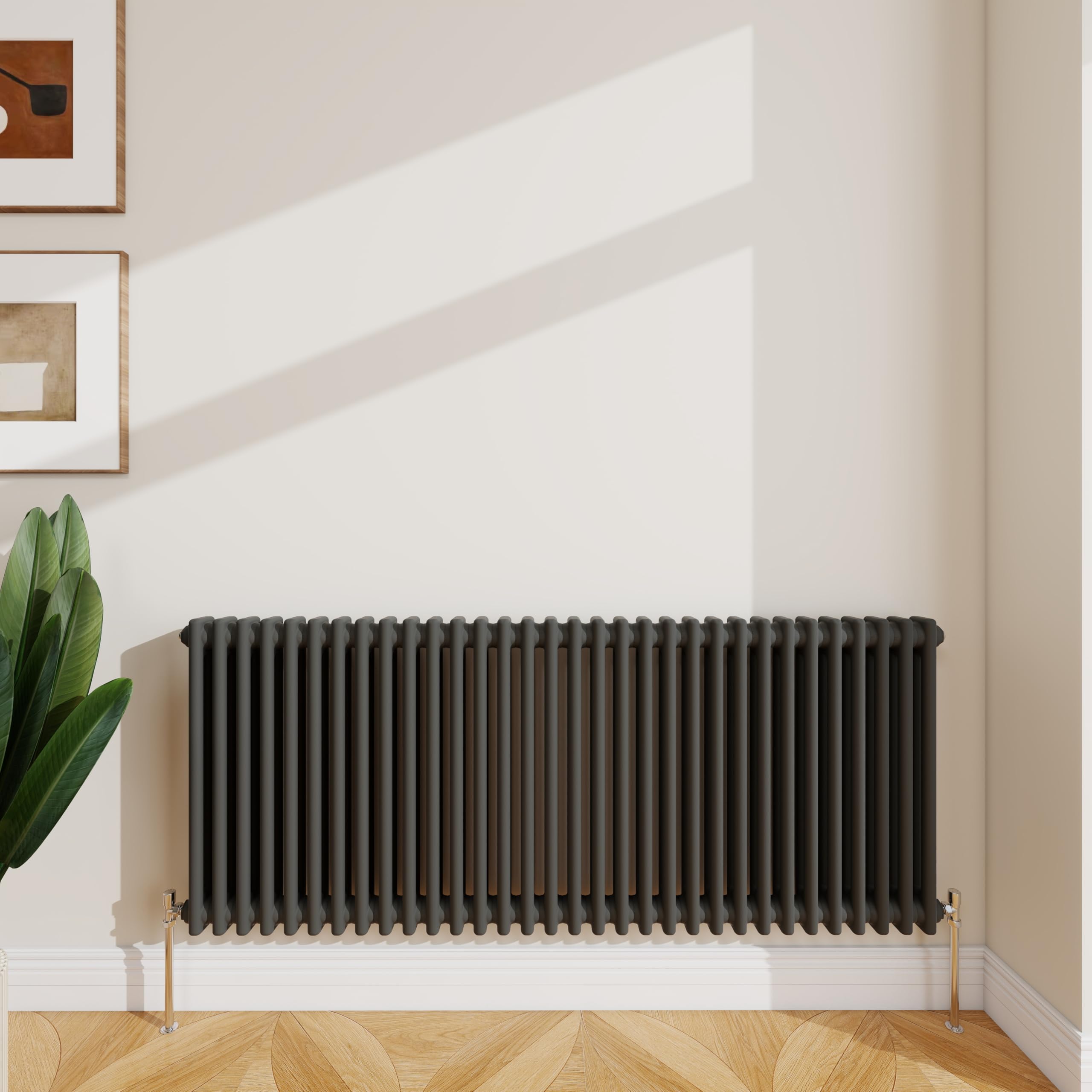 Sline Sanitary Anthracite 600X1460mm Cast Iron Style Traditional 2 Column Horizontal Central Heating Radiator