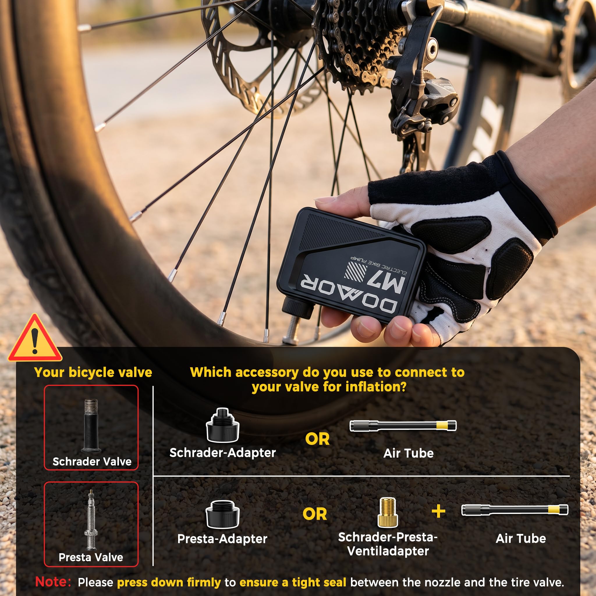 Pompe À Vélo Électrique, Pompe Électrique, Auto-Off, pour Les Vélos Électriques, Les Vélos De Montagne, Les De Ville Et De Course avec des Valves De Presta Et Schrader