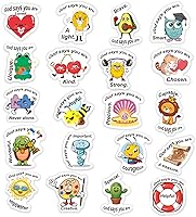 Vista 8 de Calcomanías de la Biblia cristiana para niños, 1000 unidades de 1.5 pulgadas, calcomanías adhesivas de Jesús con citas de las Escrituras cristianas