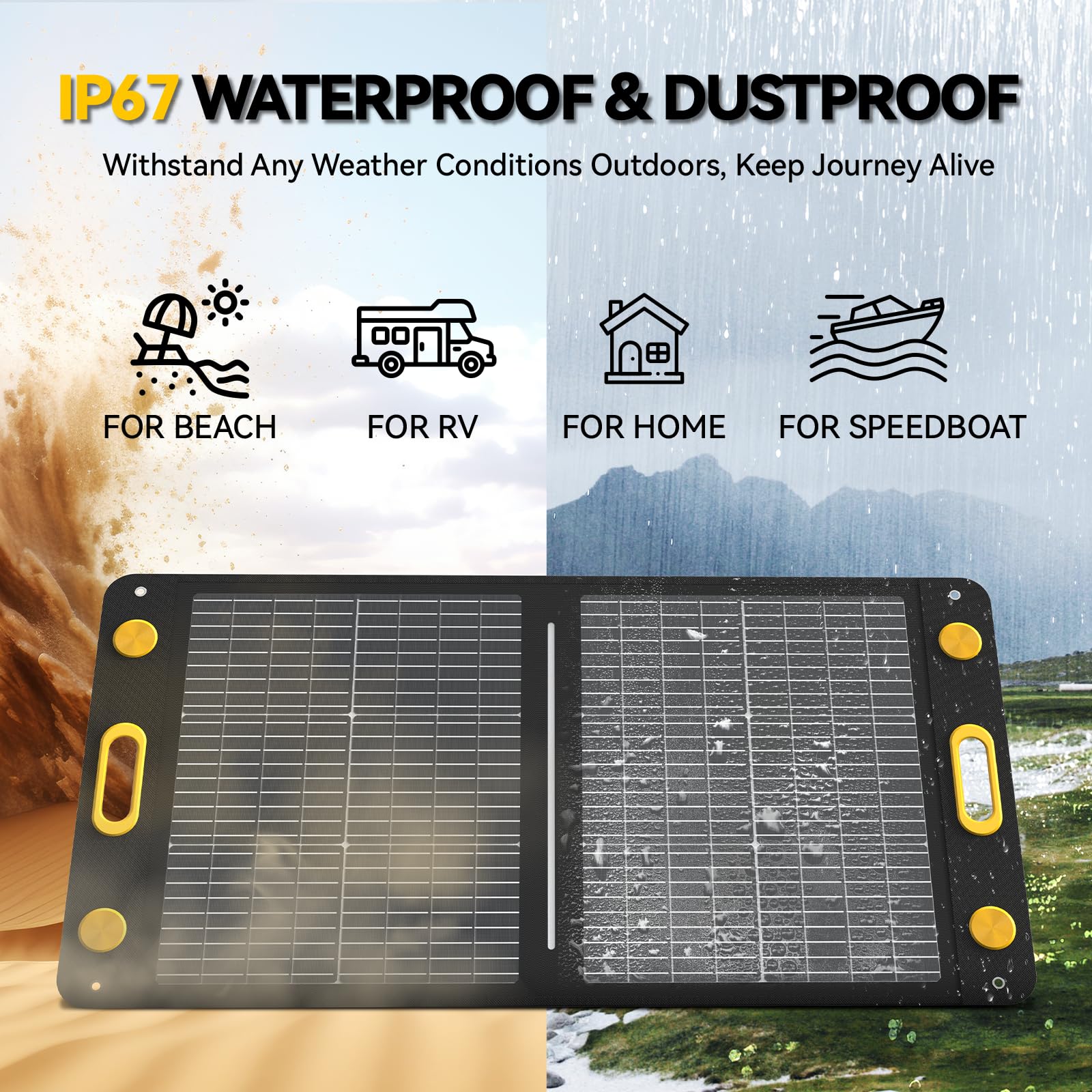 Bifaziales tragbares Solarpanel, 100 W, biegungsfest, faltbar, 100 Watt, 22 V, monokristallines Solar-Ladegerät für Kraftstation, IP67 wasserdicht für Outdoor, Camping, Van, Wohnmobil-Ausflug