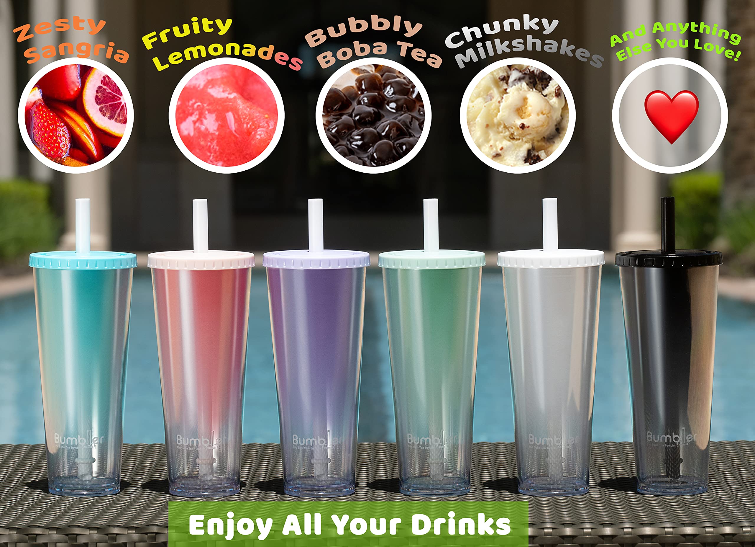 Buy BUMBLER Original Boba Tea Tumbler Black SMOOTHFlow Wide