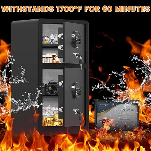 Miniatura 2 de Caja de seguridad digital resistente con compartimento oculto, resistente al fuego, resistente al agua de 7.6 pies cúbicos, resistente al fuego,