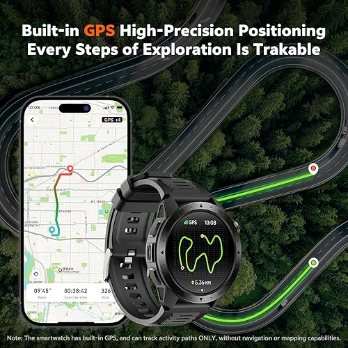 Miniatura 3 de Military Smart Watches for Men Built-in GPS(AnswerMake Calls), 1.43" AMOLED Screen with Compass, Altitude, Barometer, 3ATM Waterproof, Fitness Watch