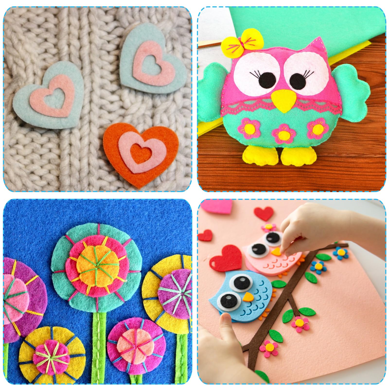 Felt Sheets for Crafts 9PCS 11.8 * 7.9in Wool Stiff Felt Sheets Soft Fabric Skin Felt DIY Patchwork Rug Arts and Crafts Fabric Pieces (3 Blue)