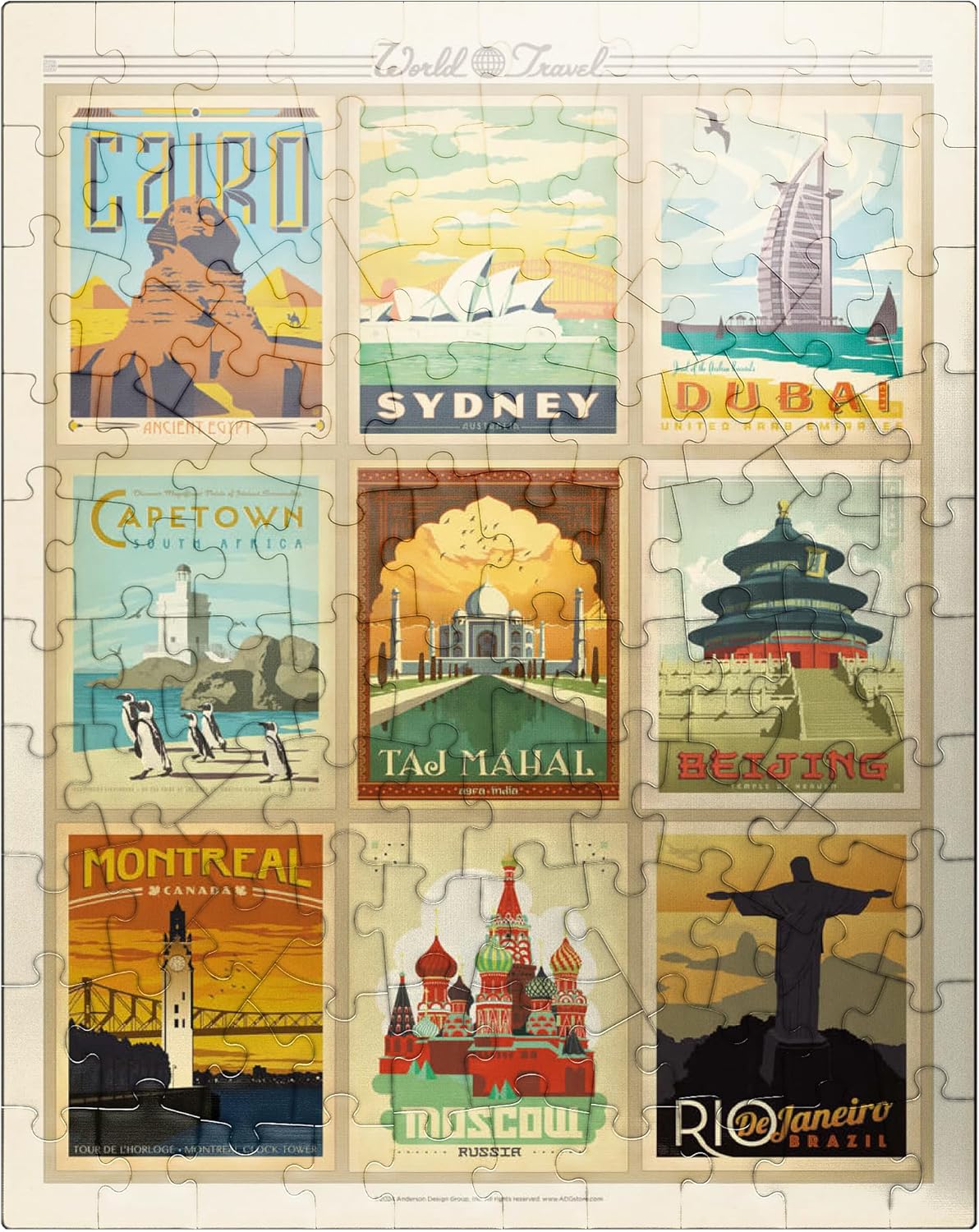MyPuzzle World Travel: Multi-Image Print - Edition 2, Vintage Poster - Premium 500 Piece Jigsaw Puzzle for Adults