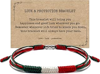 LAMIBEE Patriotic Country Code Flag Pride Bracelet, Protection and Lucky Surfer String Bracelet, Tibetan Wrist Wrap Bracelet, Boho Rope Bracelet for Women, Men, String Thread