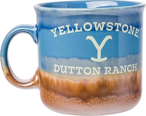 Miniatura 2 de Silver Buffalo Yellowstone Dutton Ranch Reactive Glaze - Taza de cerámica para caravana, 20 onzas