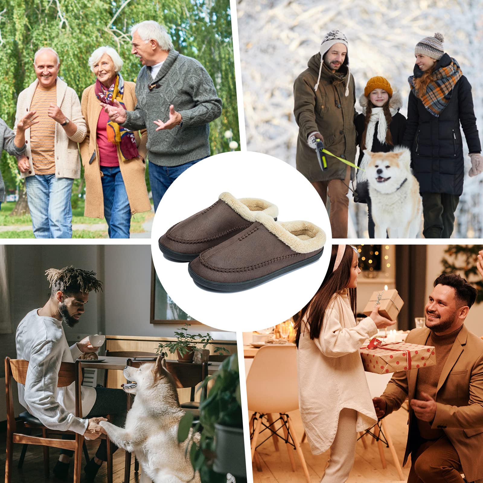 Miqieer Zapatillas de Estar por Casa Hombre Cálido Felpa Pantuflas de Memory Foam Cómodo y Antideslizante para Interior Exterior Talla 39-50 EU
