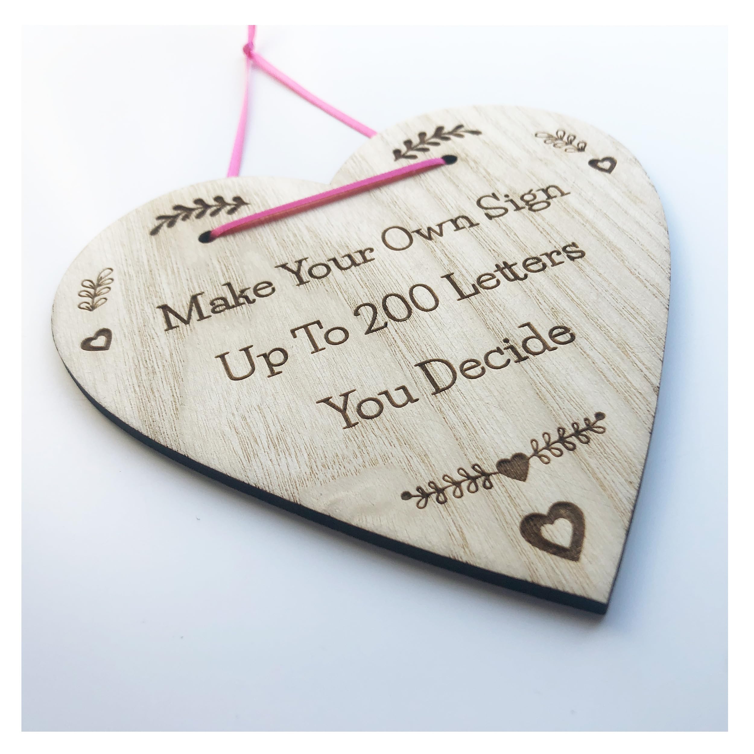 Lovethis** Ash Veneered Wood Floral Design Make Your Own Plaque Sign - Personalised Wooden Heart - Add Your Own Words - Poems, Sayings, Prayers, Quotes