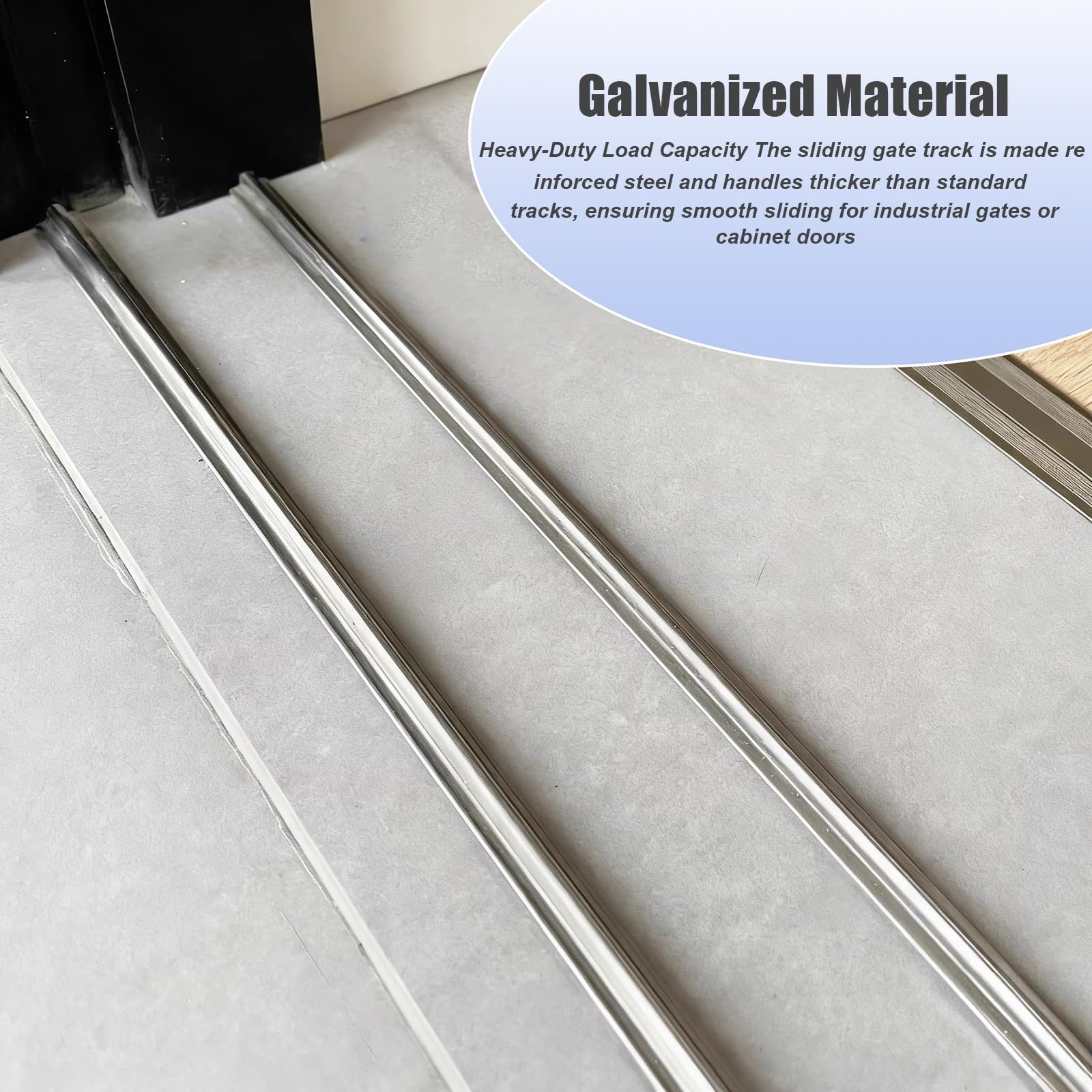 2 paquetes de rieles inferiores en forma de T para puertas correderas, rieles galvanizados de alta resistencia para puertas de entrada, puertas de granero y armarios(L 55.1in/140cm)