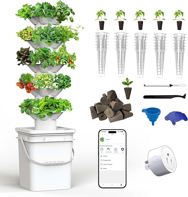 SJZX Hydroponics Growing System Kit, 5-Layer Hydroponic Tower, 30 Planti...