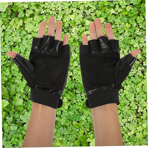 Miniatura 3 de 1 par de guantes de absorción de golpes antideslizantes de medio dedo, guantes de ciclismo para entrenamiento, guantes de gimnasio prácticos,