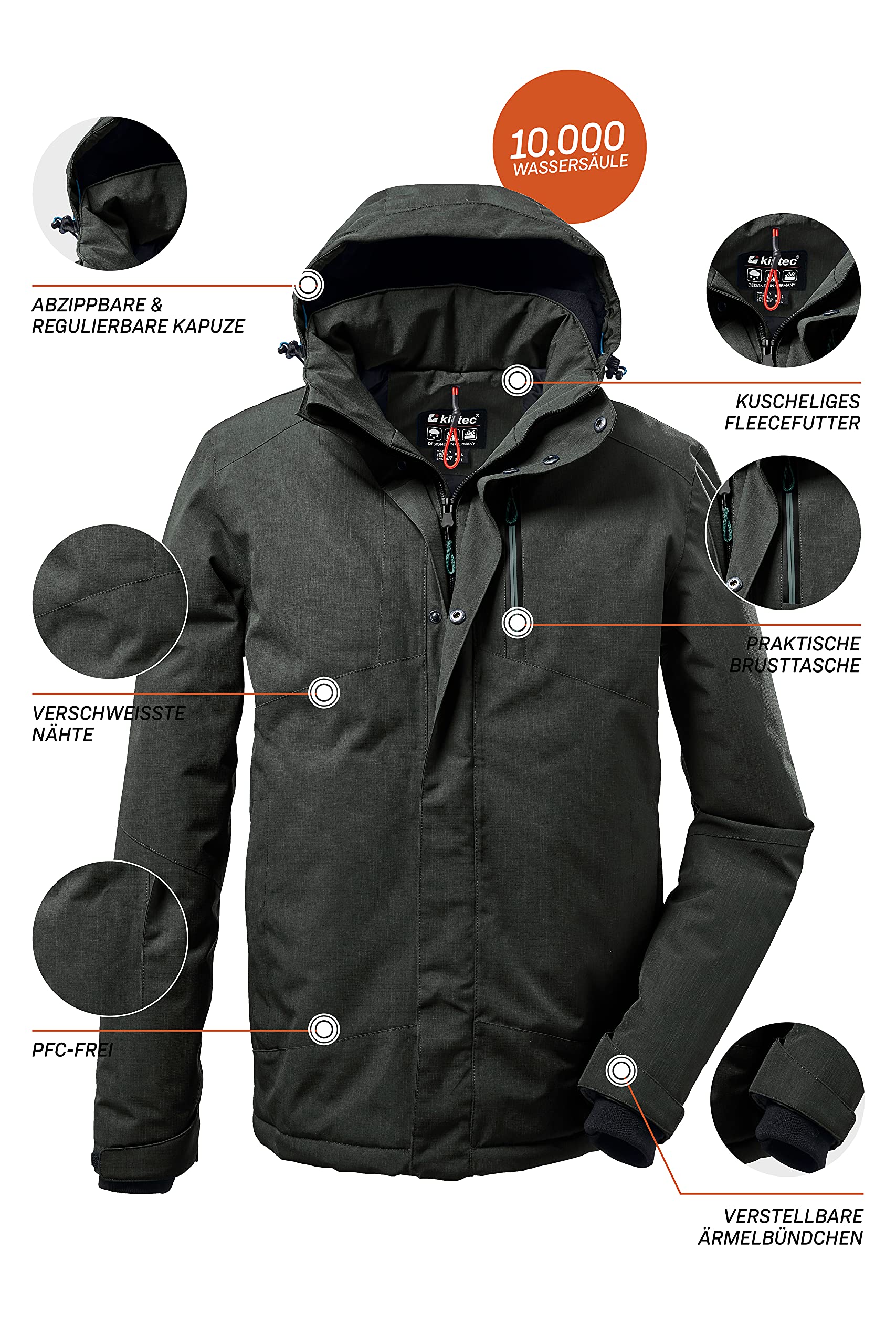 Killtec Kow 161 Mn Jckt Chaqueta funcional con capucha con cremallera Hombre