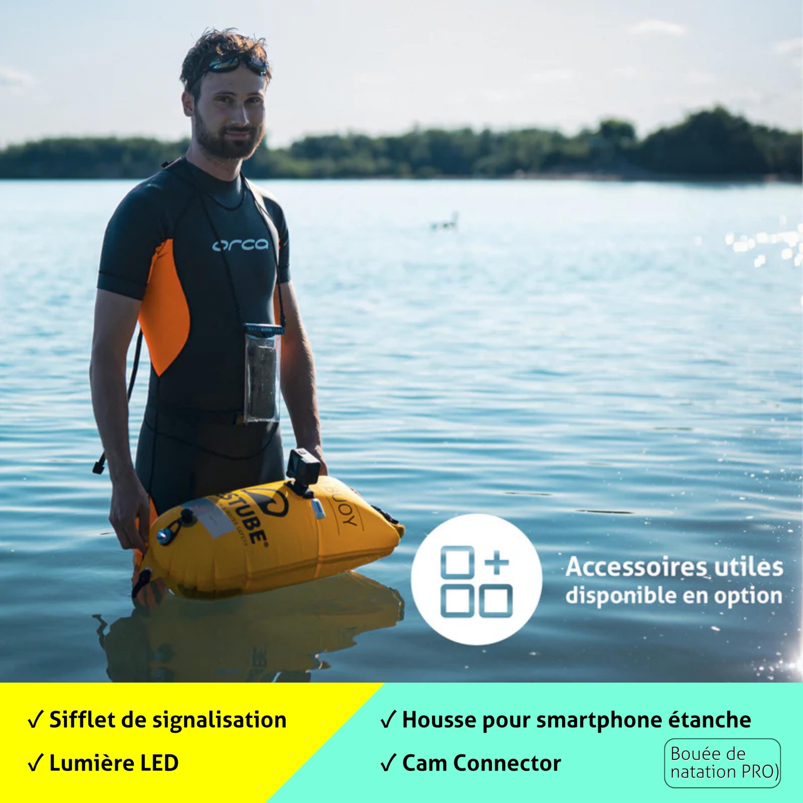 Restube Bouée Flottante, Sac de Natation Étanche sans PVC Haute Visibilité pour Les Amateurs de Natation, Triathlon et Autres Sports Nautiques
