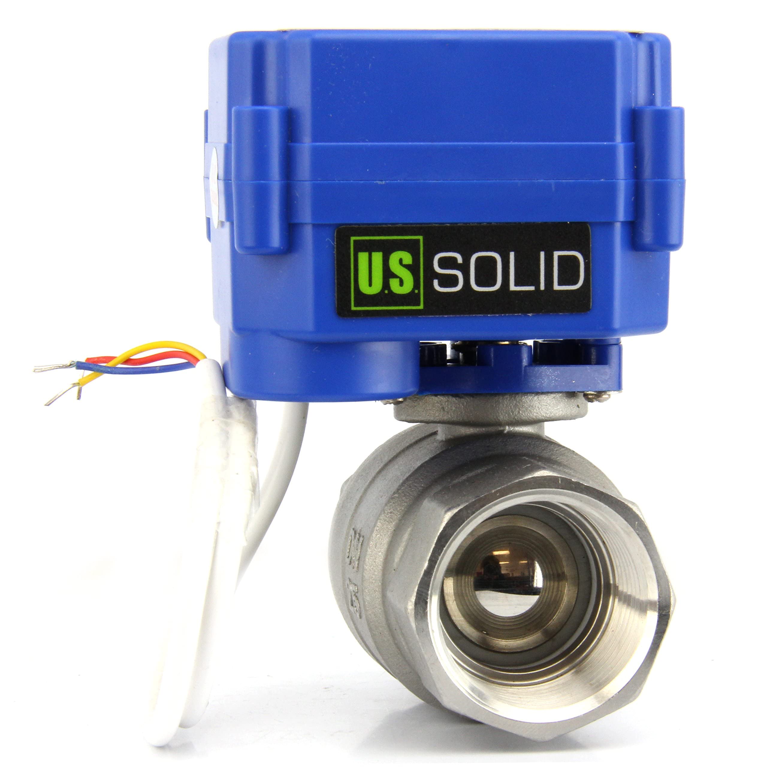 U.S. Solid Valvola a sfera motorizzata 1" in acciaio inox – Porta completa, 9–24 V AC/DC, configurazione a rottura positiva 3 fili