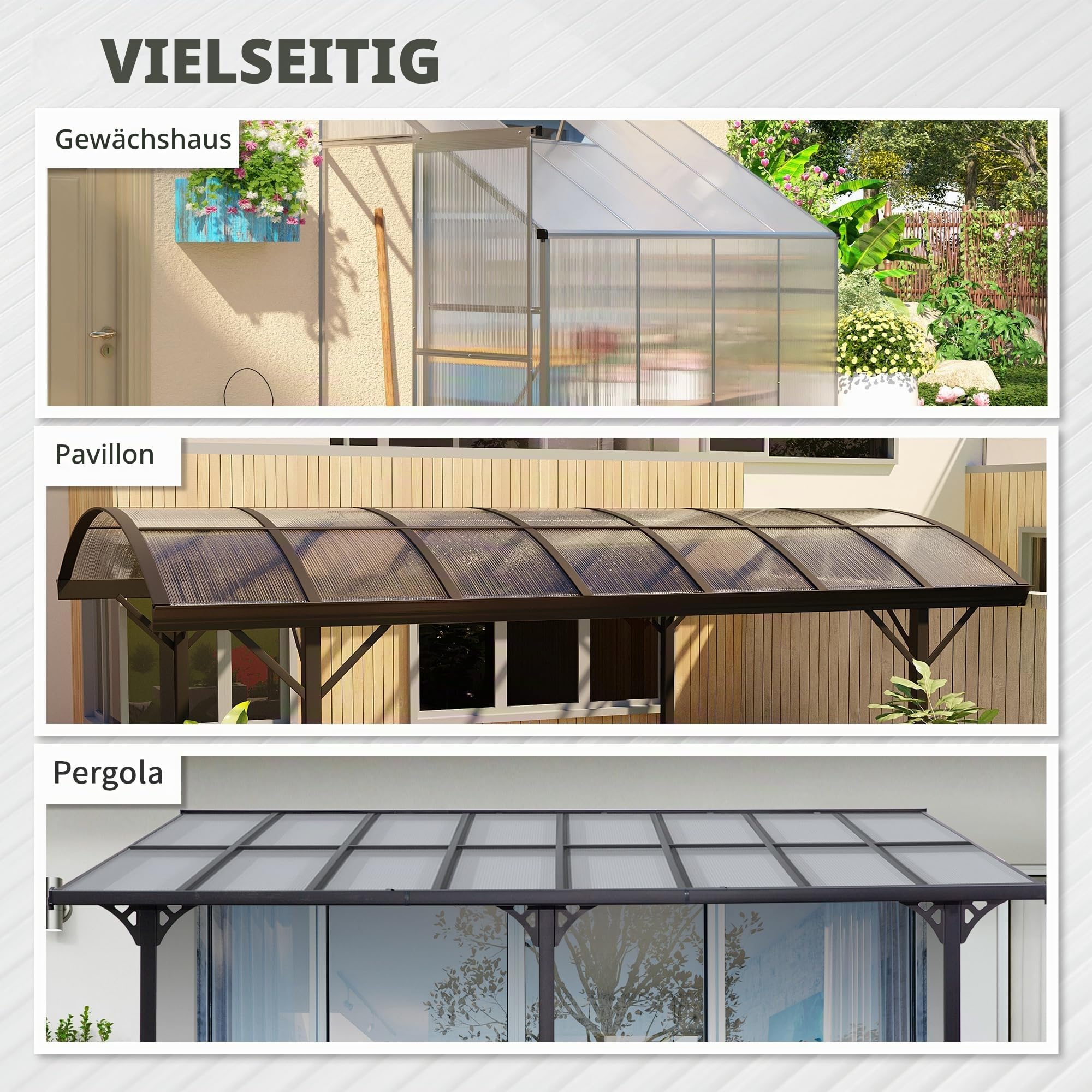 Outsunny 14 Stück Polycarbonatplatten 121x61x0,4cm Doppelsteg klar
