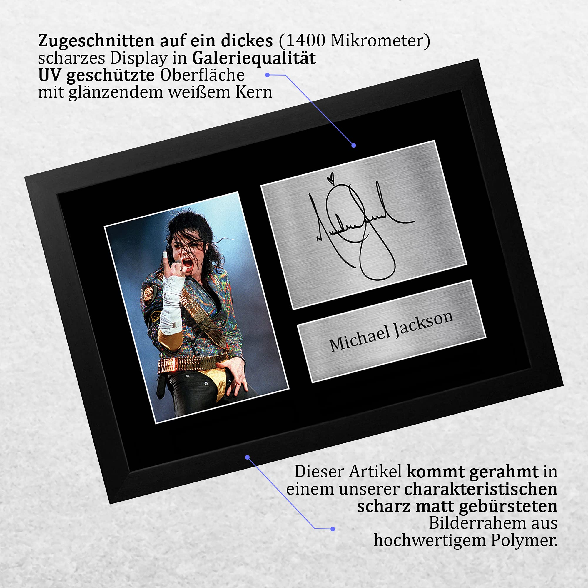 HWC Trading Michael Jackson A4 Gerahmte Signiert Gedruckt Autogramme Bild Druck-Fotoanzeige Geschenk Für Musik-Fans