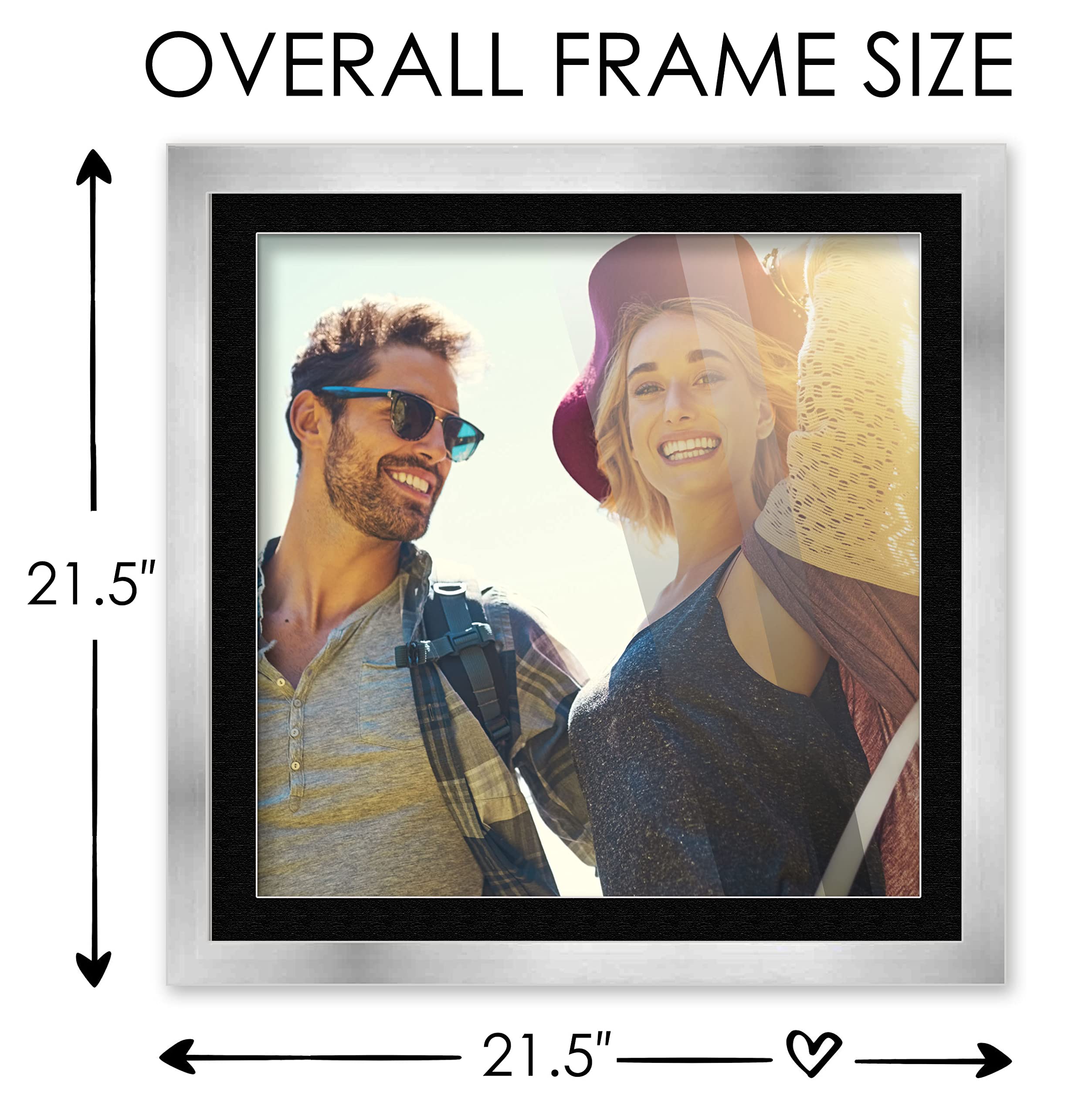 Amazon.co.jp: 18x18インチのフレームシルバーウッド、ブラックマット
