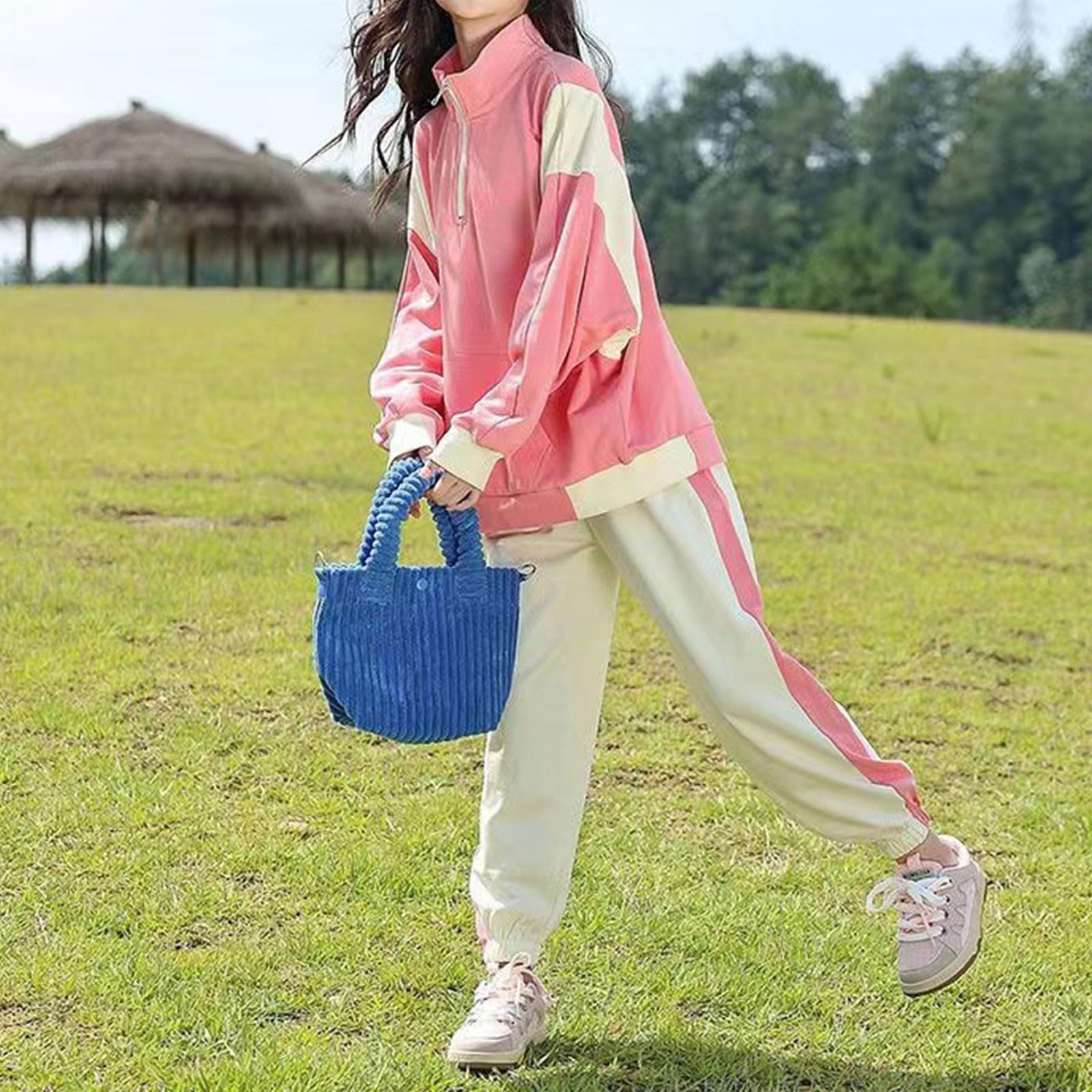 Mädchen-Trainingsanzug, halber Reißverschluss, Hoodie, Jogging-Set