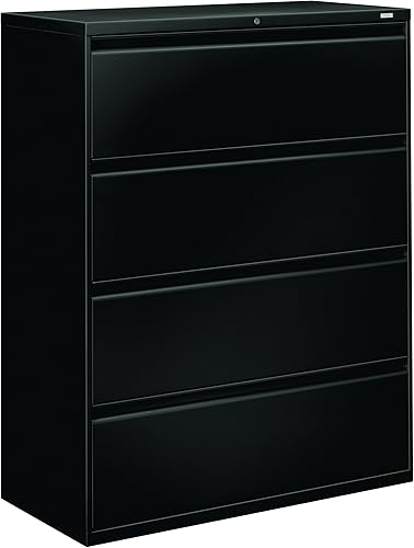 HON archivador lateral con cerradura de 4 cajones, 42 x 19-14 x 53-14 pulgadas, negro