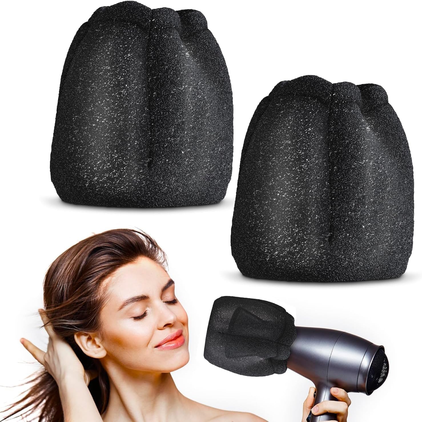2 Pcs Sock Diffuser for Hair Dryer - Easy to Use 5.12x3.35" Summer Travel Diffuser Attachment for Hair Dryer, Made of Soft, Heat-Resistant Foam - Reusable and Universally Compatible With Most Models