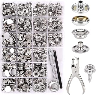 314PCS Canvas Snap Kit, CENOZ Marine Grade Stainless Steel Screw Snaps, Boat Cover Snaps, Carpet snap kit with Setting Tool for Boat Cover Furniture (Silver)